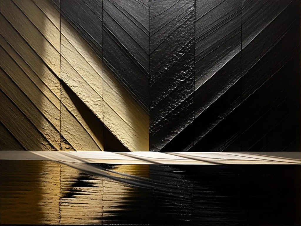 Vault Light · 06918 — Angular planes converging around golden light.
