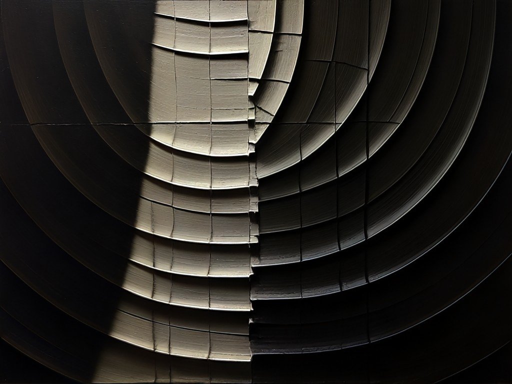 Vault Light · 07097 — Concentric sculptural layers emerging from shadow.