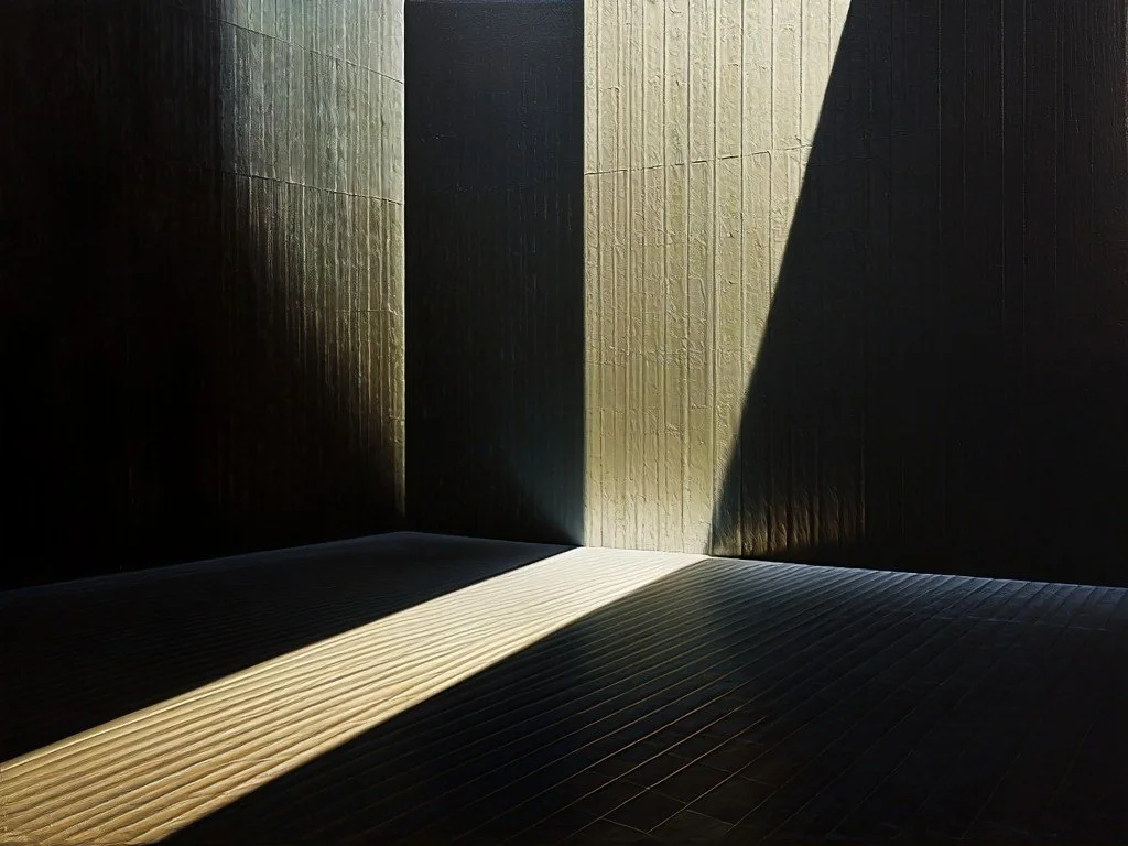 Vault Light · 06791 — A diagonal shaft of light across an imagined interior.