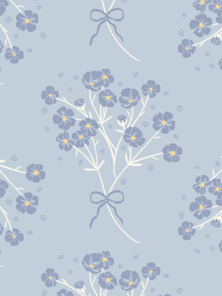 Petal Bouquet - A surface pattern of soft floral bouquets tied with loose bows, inspired by relaxed, feminine florals.