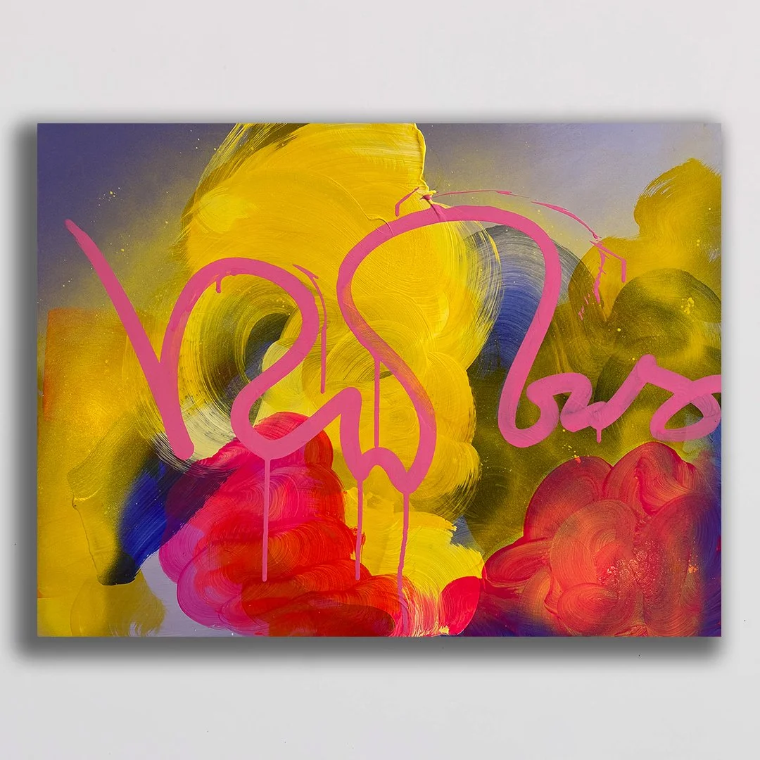 Back and forth through my mind  | Acrylic and spray paint on board | 450mm x 600mm