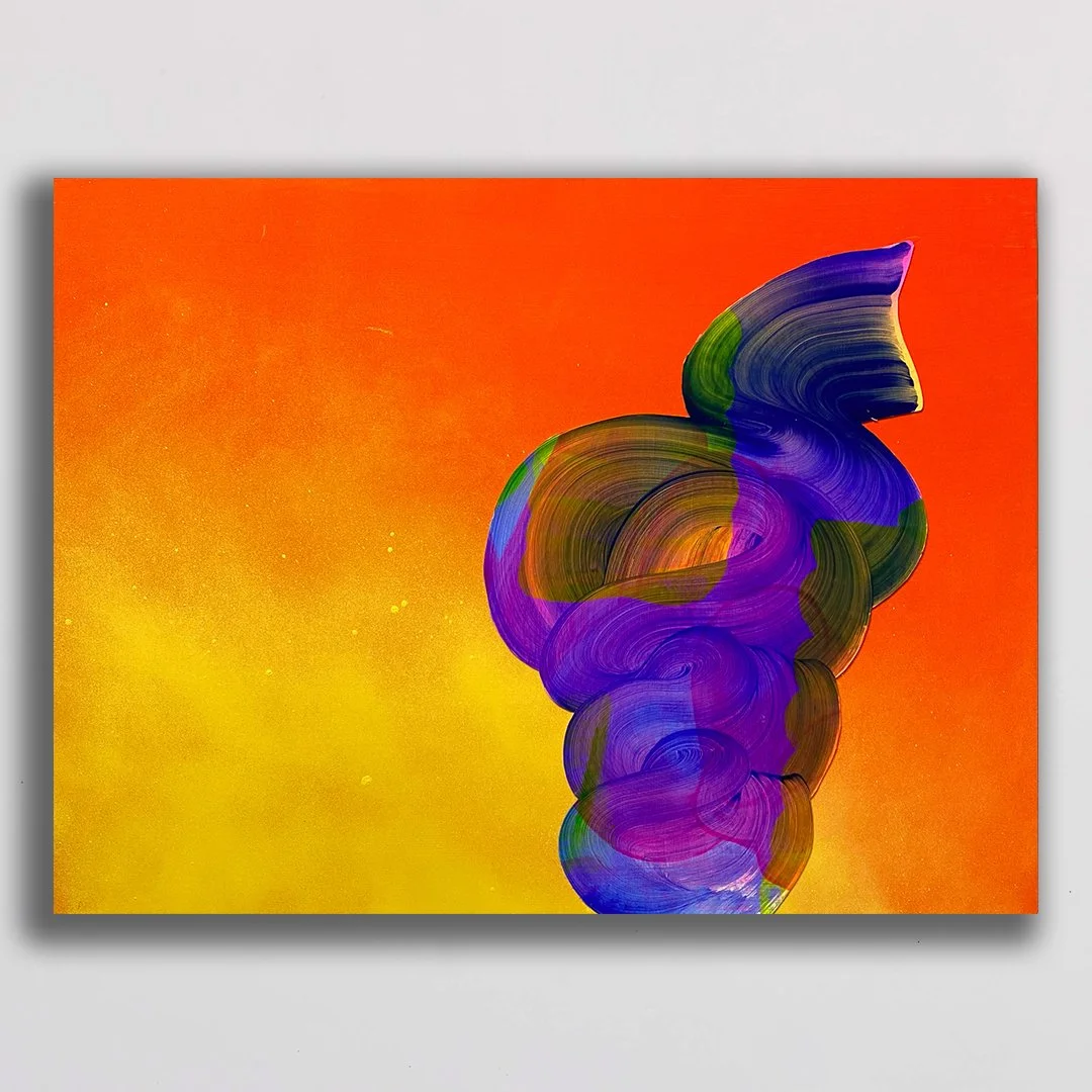 All day a song in my head | Acrylic, collage and spray paint on board | 450mm x 600mm