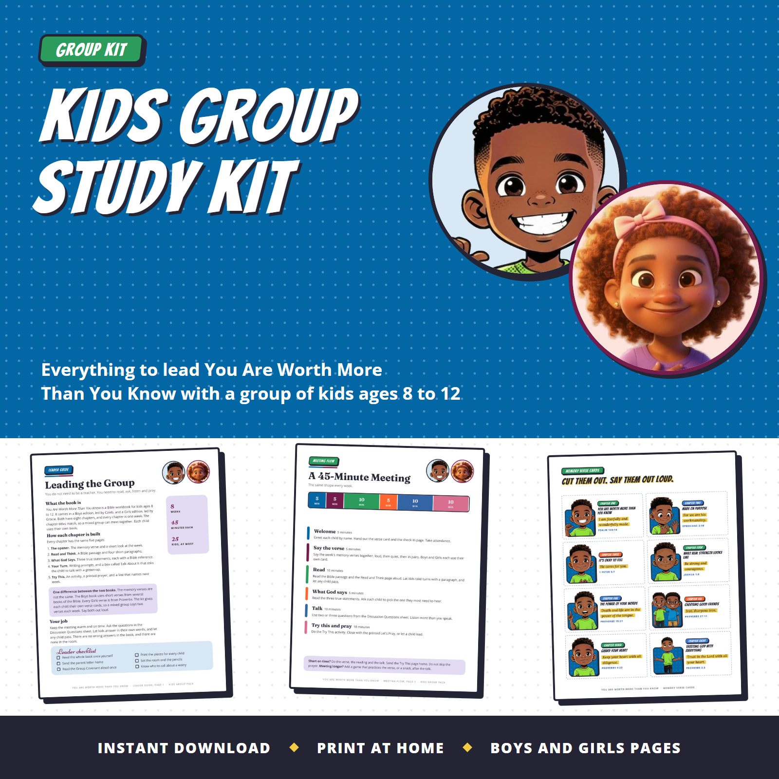 Kids Group Study Kit for You Are Worth More Than You Know, with Caleb and Gracie, ages 8 to 12