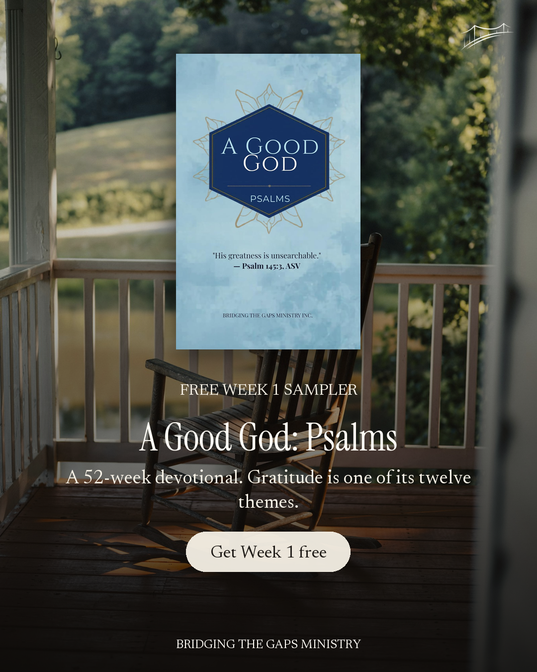 free A Good God: Psalms Week 1 sampler, 52-week Psalms devotional