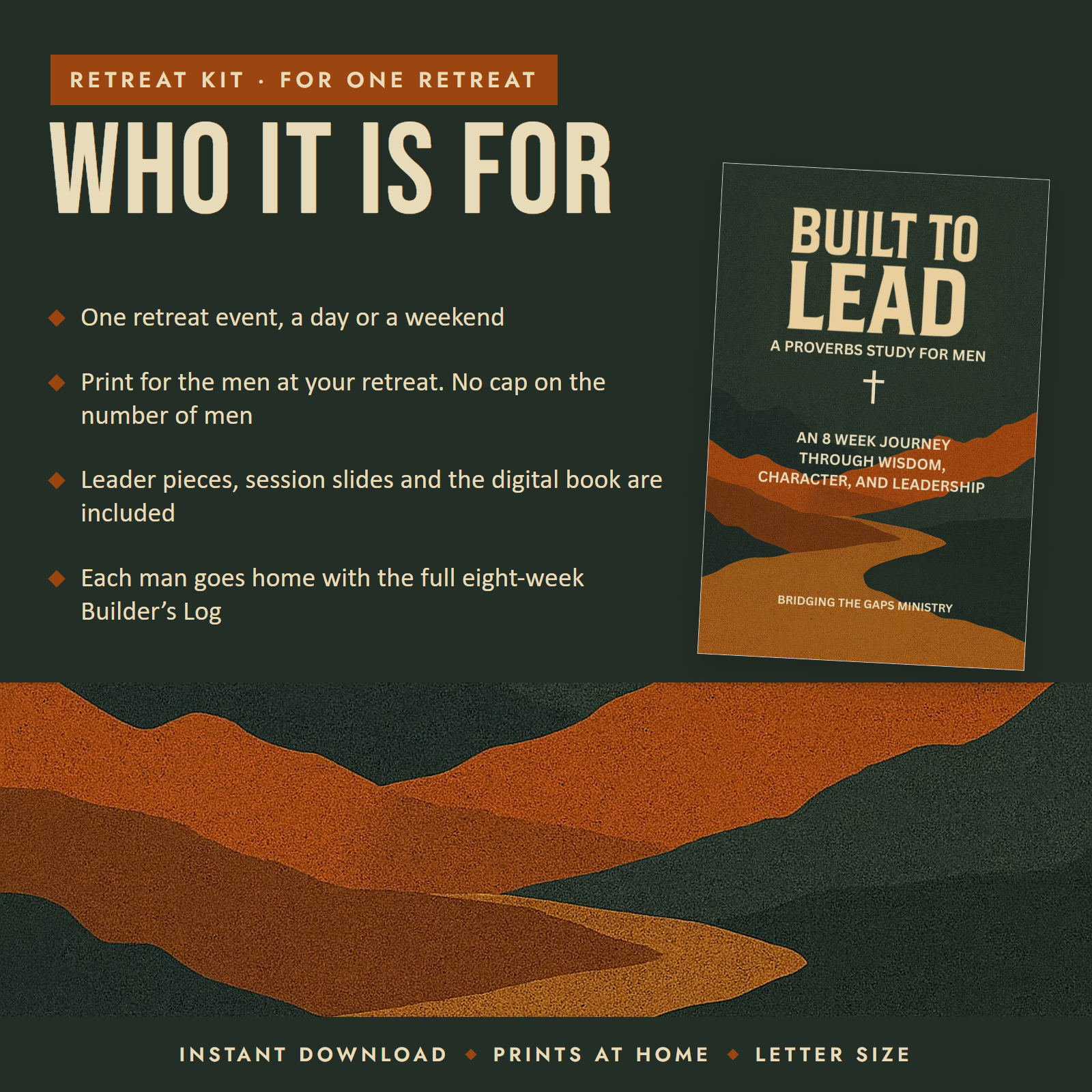 Who the Retreat Kit is for and what the license covers, with the finished Built to Lead cover.