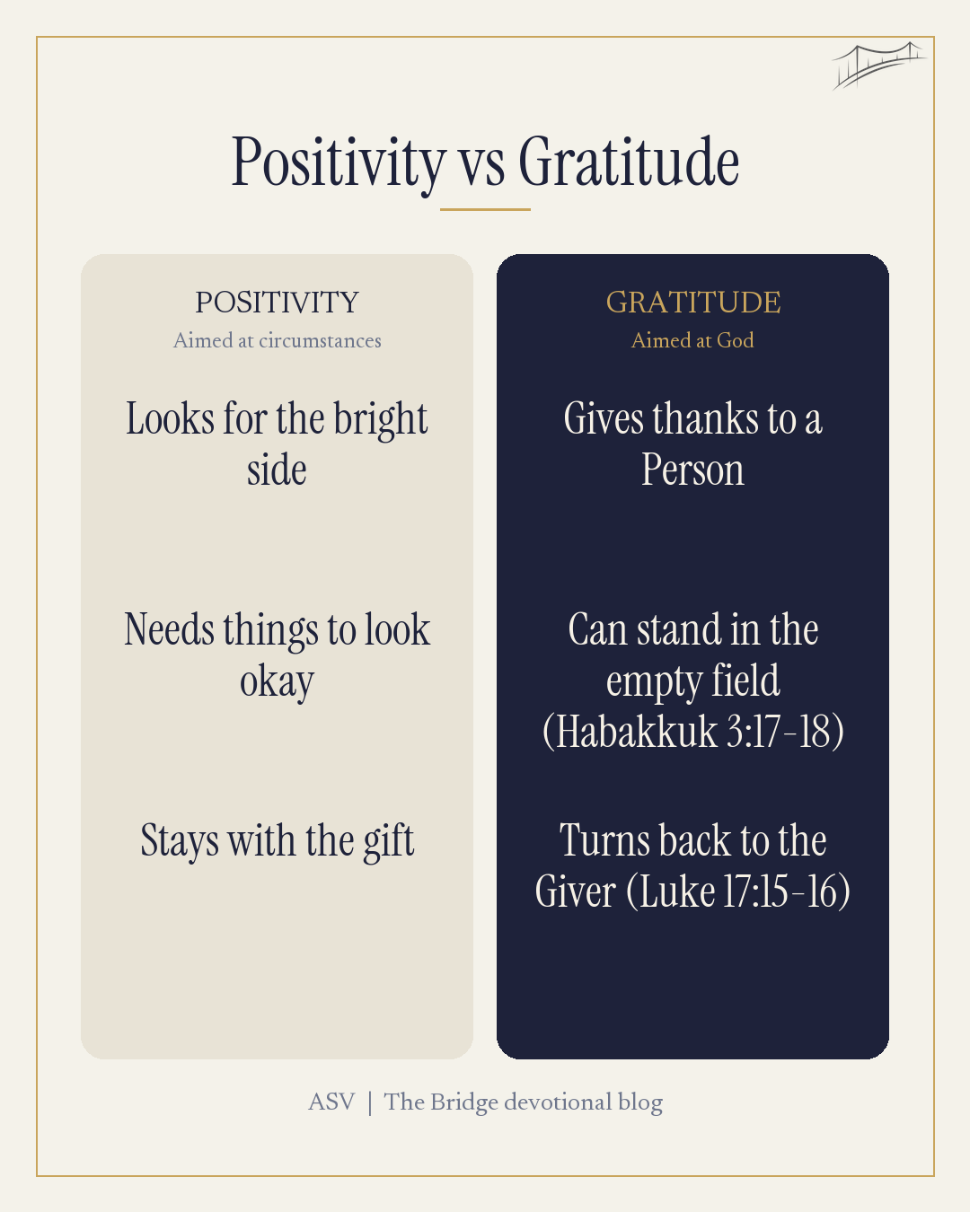 gratitude vs positivity comparison chart, Bible