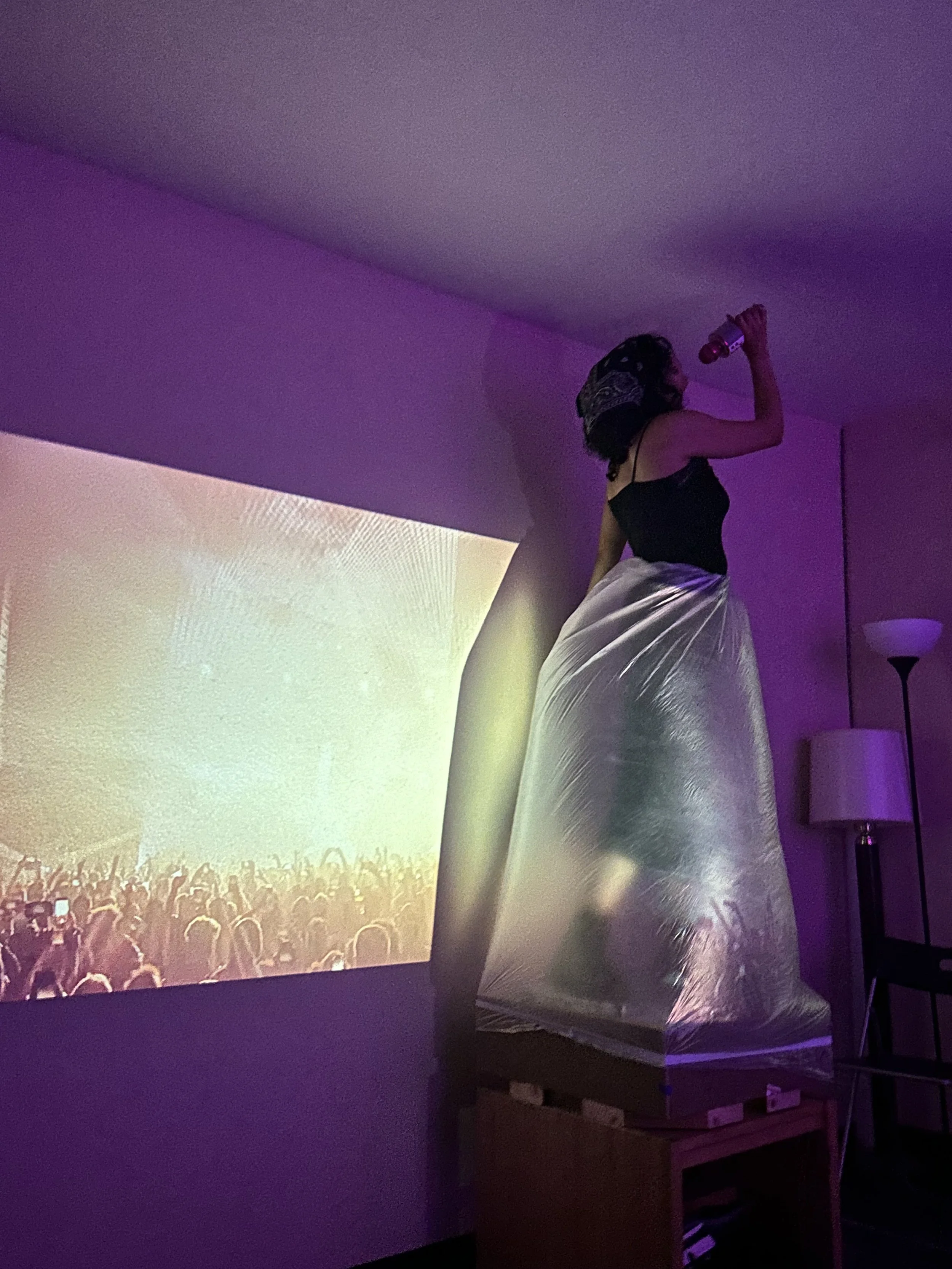 Nouran Badawy | Met Gala Skirt | 2023 | plastic tarp and a large box fan | 30" x 30"