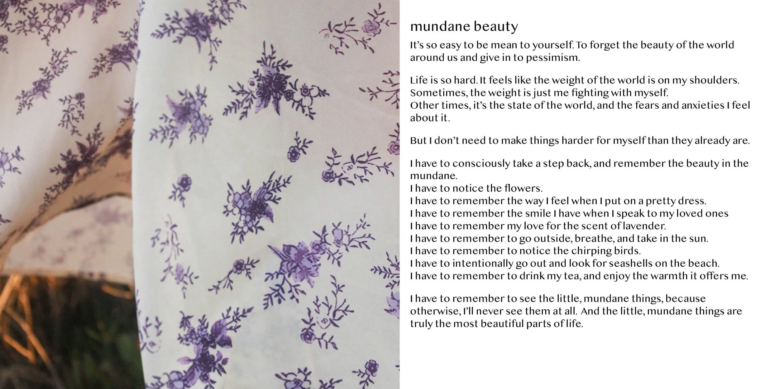 Nouran Badawy | beauty in the mundane EP CD Booklet: Page 8-9 | 2025 | InDesign | 4.75" x 4.75"