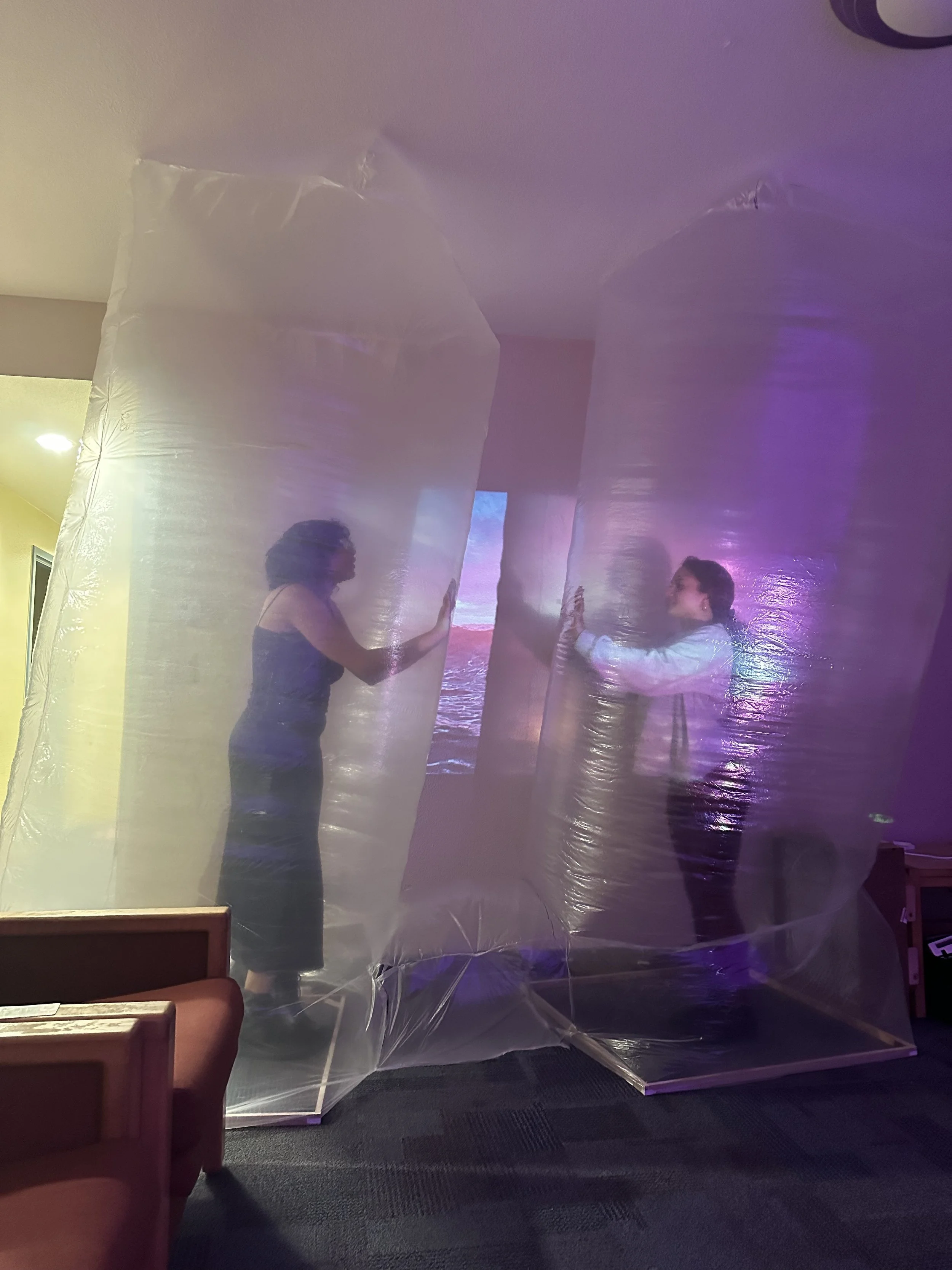 Nouran Badawy | Separate, But Together | plastic tarp and a large box fan | 2025 | 3' x 3' x 9'