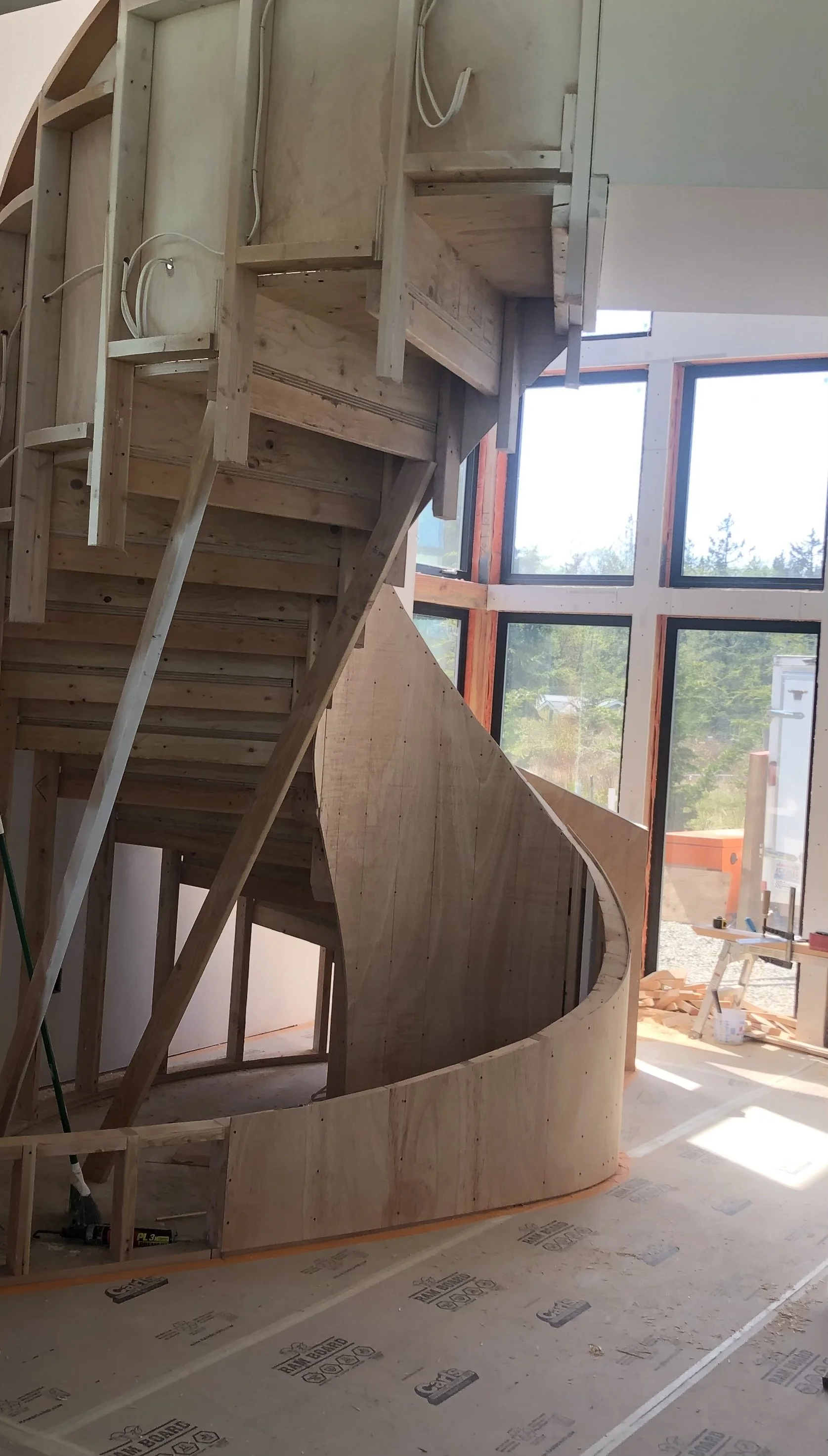 Framed with wood and carefully curved wood panels.