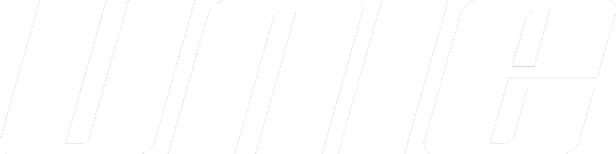 Close-up view of a logo with bold black and white diagonal striped text.