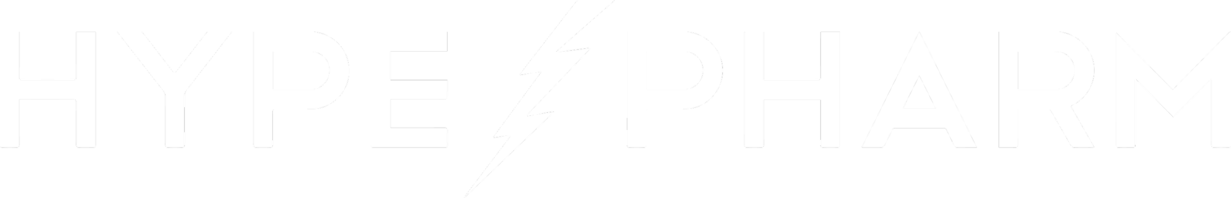 Logo for 'Hype & Pharm' with bold white text on a black background, featuring a lightning bolt symbol.