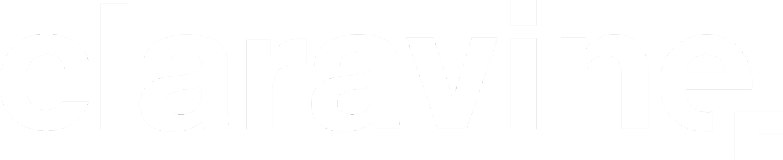Large white text on black background spelling 'claravie'.