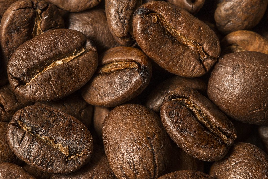 Close-up of roasted coffee beans.