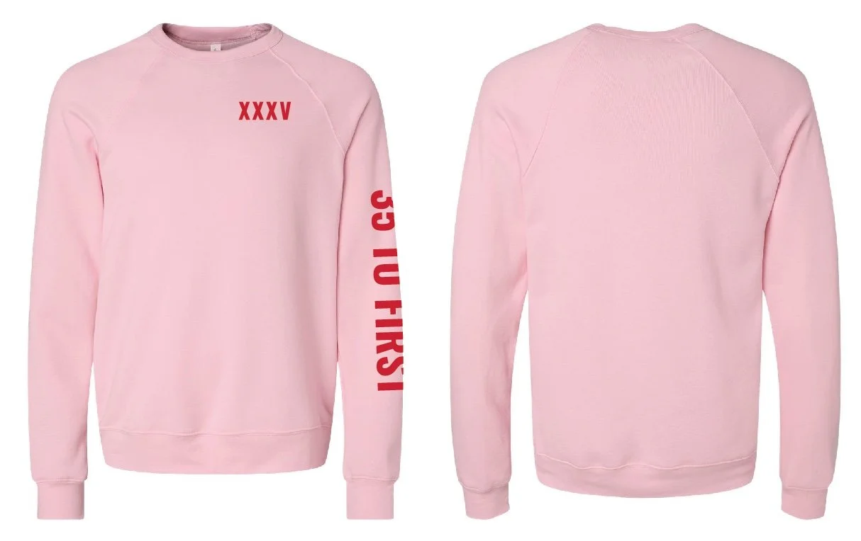 35 to First Unisex Sponge Fleece Raglan Crewneck Sweatshirt