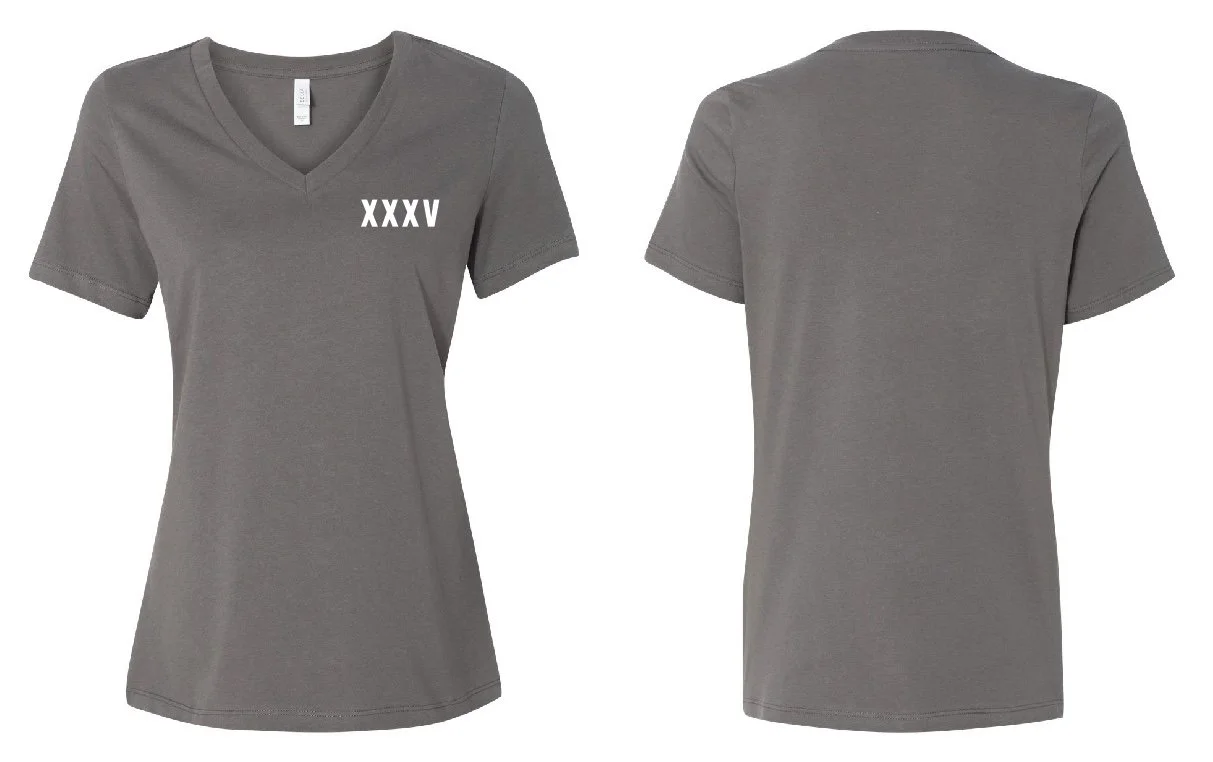 35 to First  Women’s Relaxed Jersey V-Neck Tee
