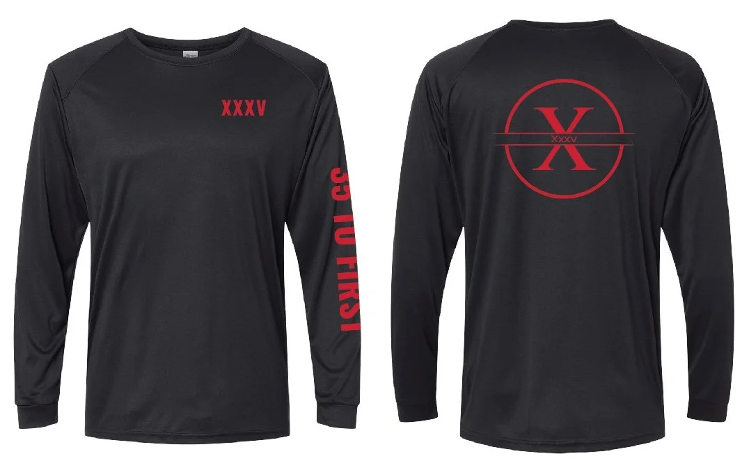 35 to First Unisex Long Islander Performance Long Sleeve T-Shirt - Black