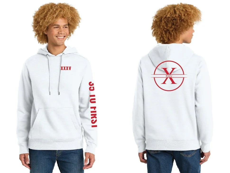 35 to First  District Perfect Weight Fleece Hoodie- White