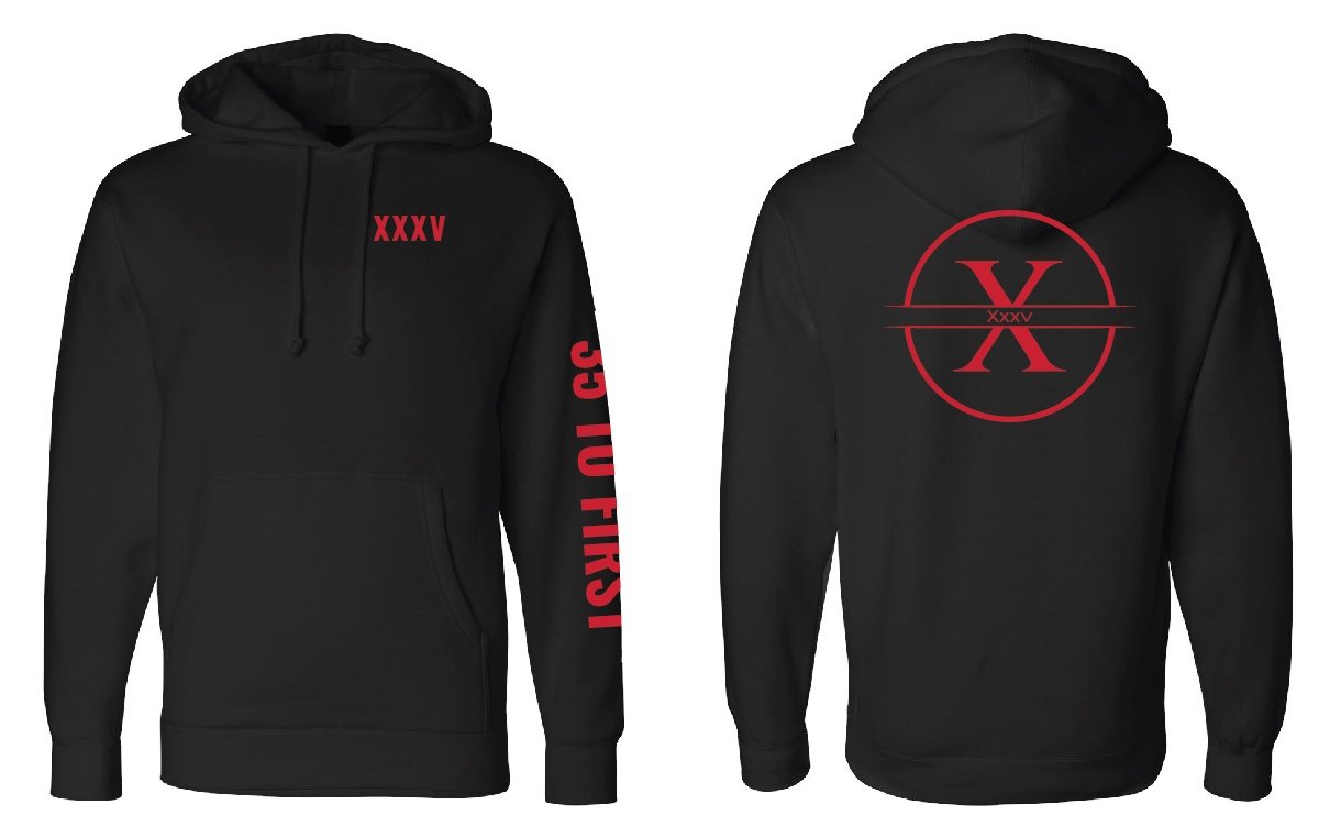 35 to First Unisex Heavyweight Hooded Sweatshirt-Black