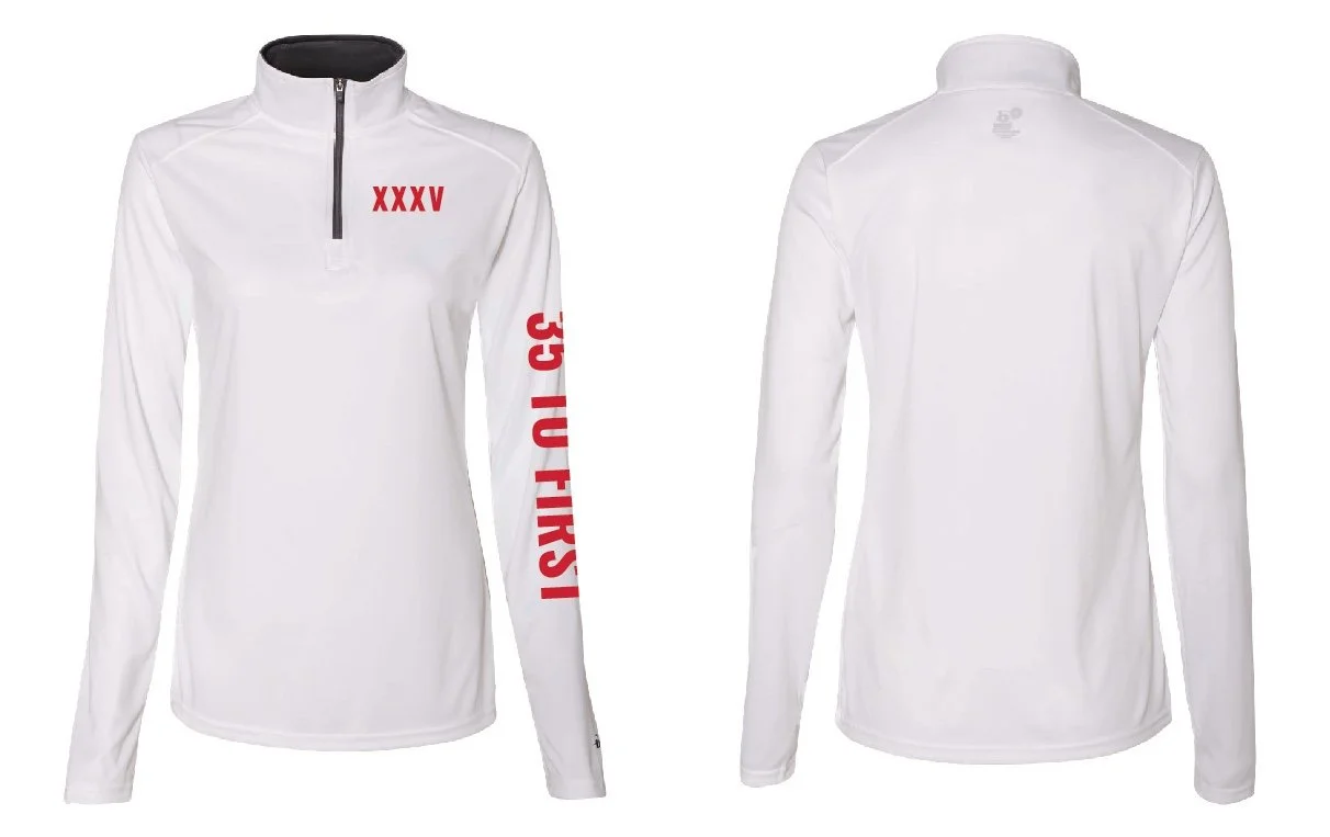 35 to First Women’s B-Core Quarter-Zip Pullover - White