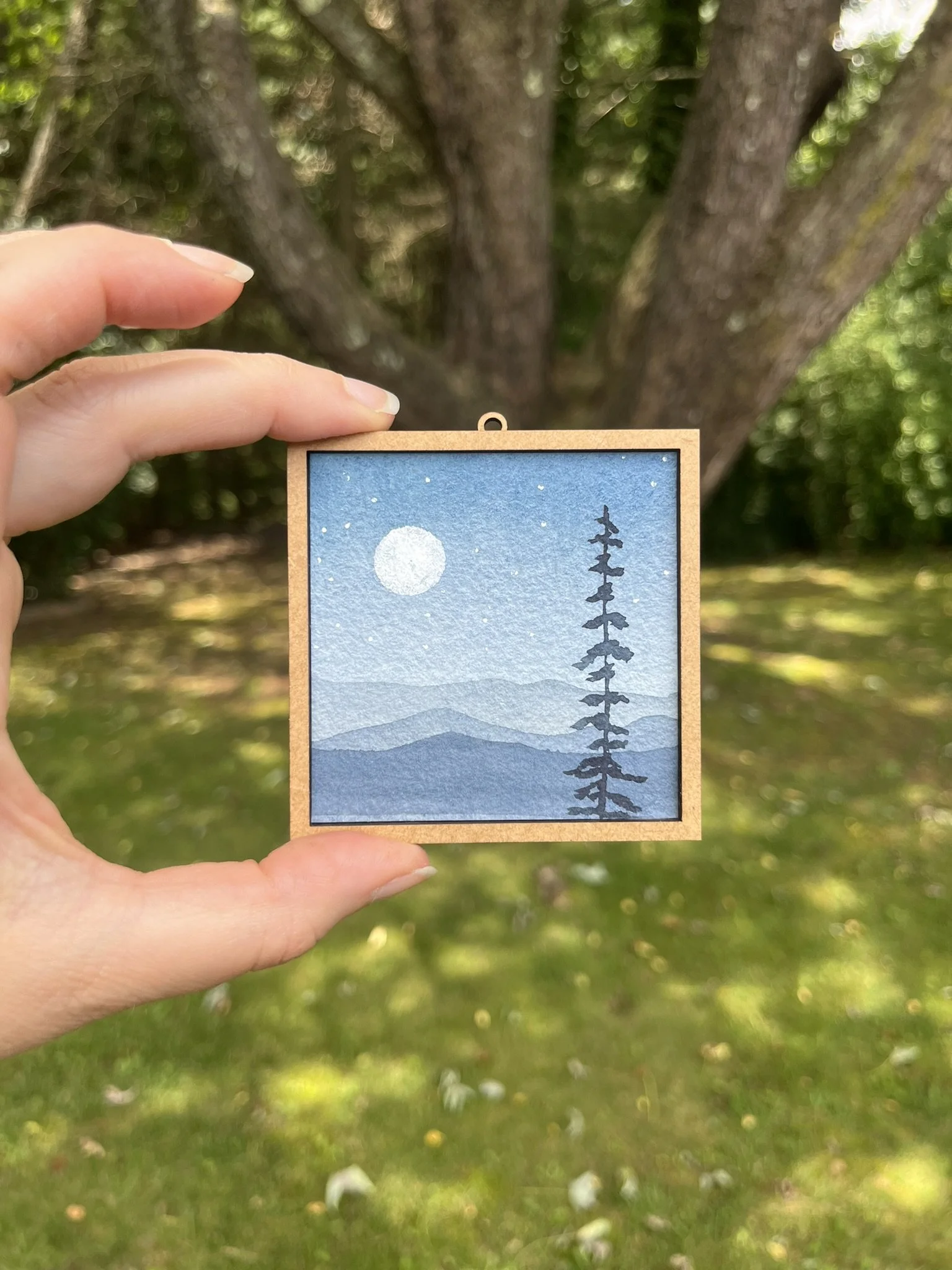 Mini Mountain Watercolor Painting - Blue Ridge Landscape