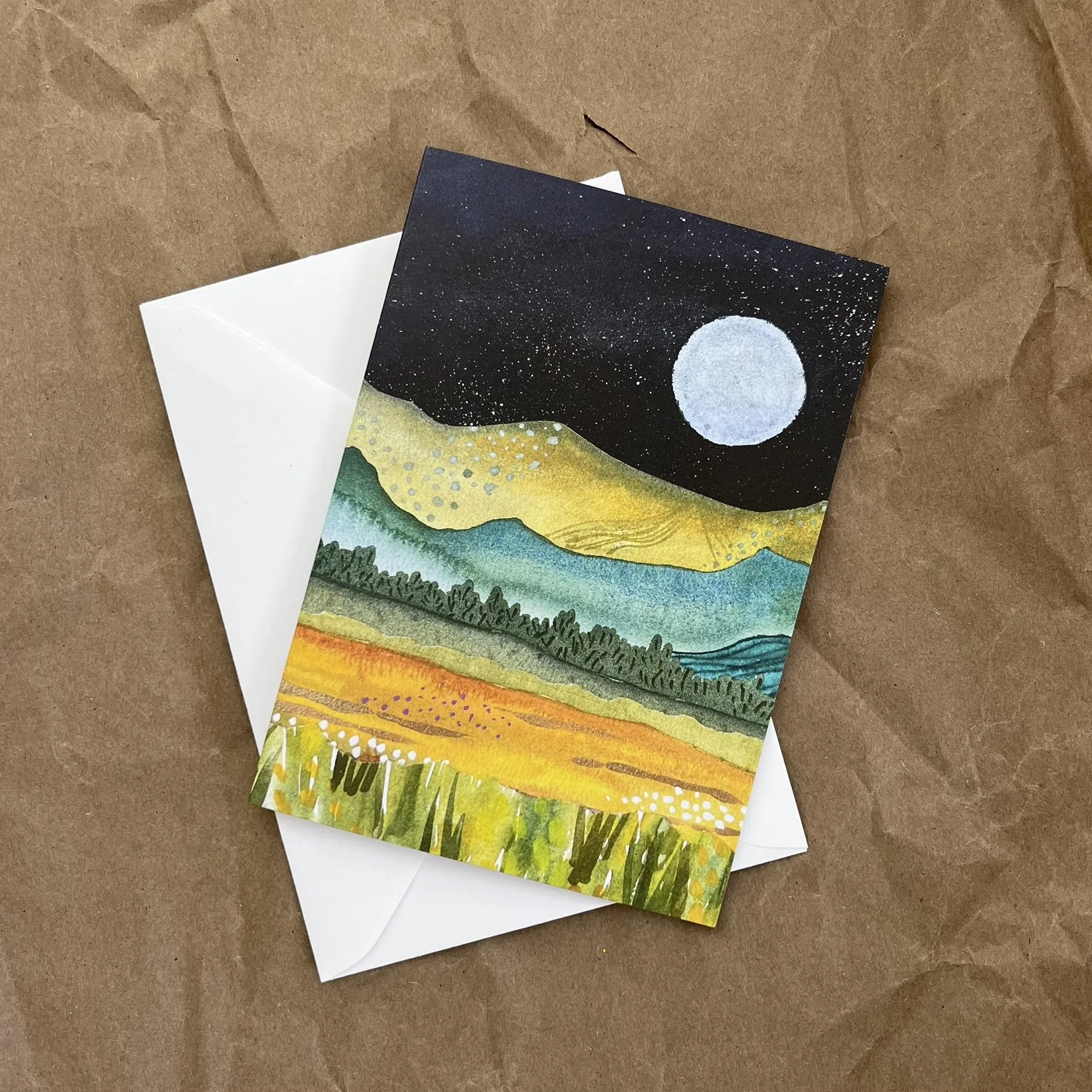 Blank Note Card - Quiet Moon