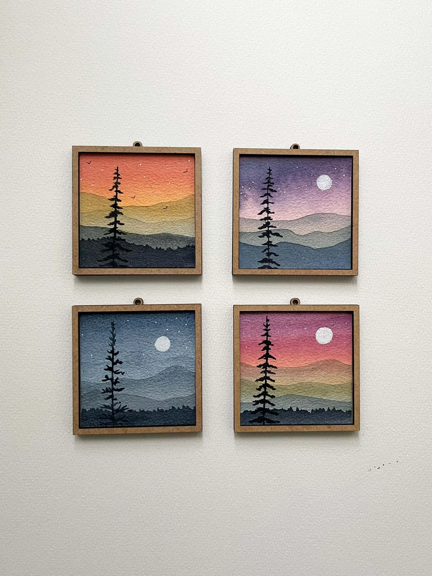 Mini Mountain Watercolor Painting - Blue Ridge Landscape