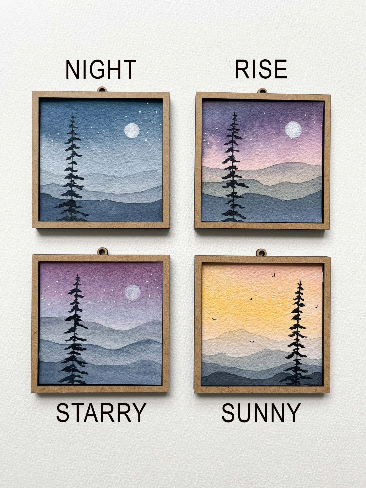 Mini Mountain Watercolor Painting - Blue Ridge Landscape