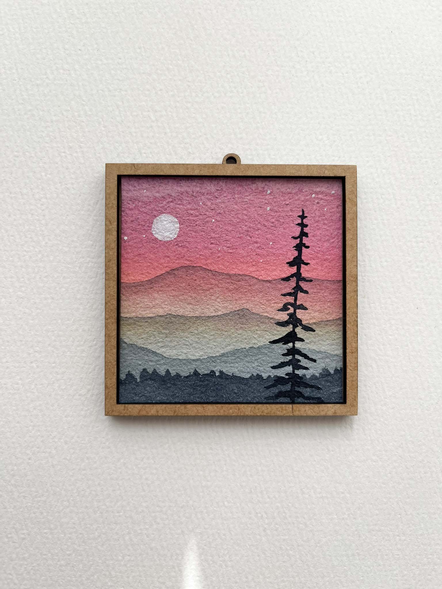 Mini Mountain Watercolor Painting - Blue Ridge Landscape
