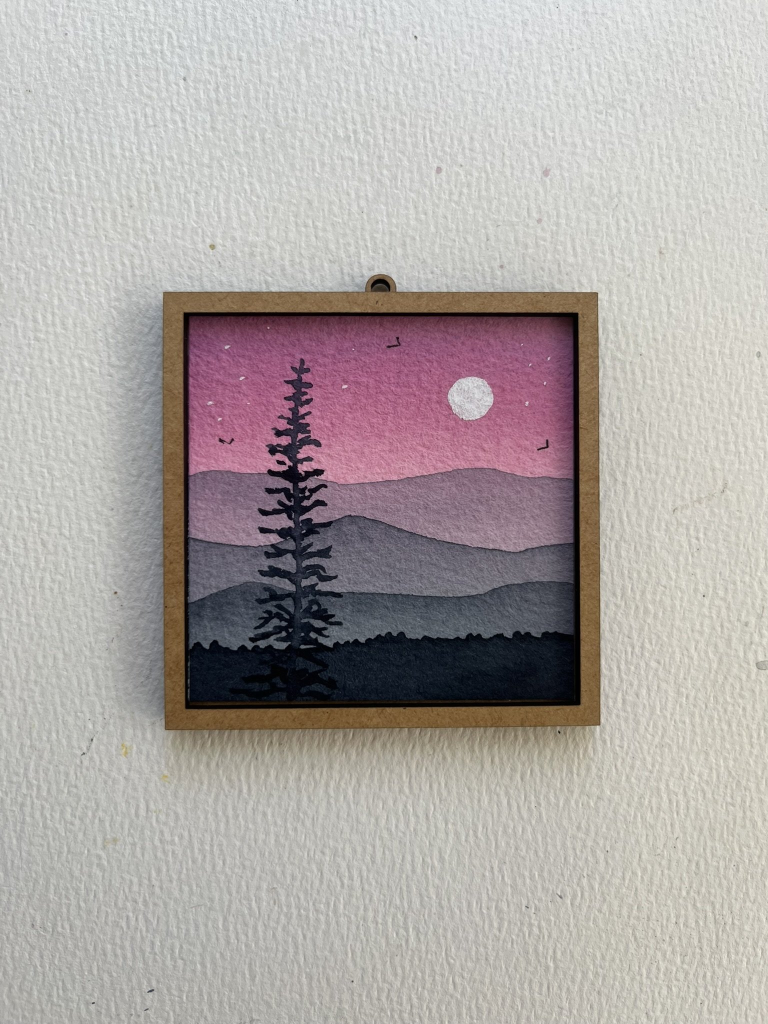 Mini Mountain Watercolor Painting - Blue Ridge Landscape
