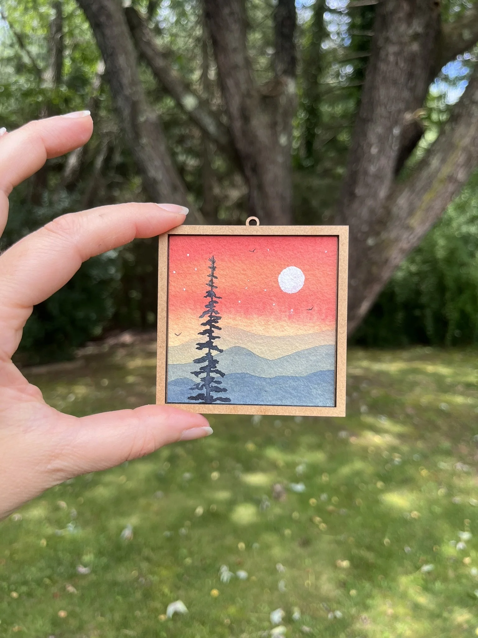 Mini Mountain Watercolor Painting - Blue Ridge Landscape