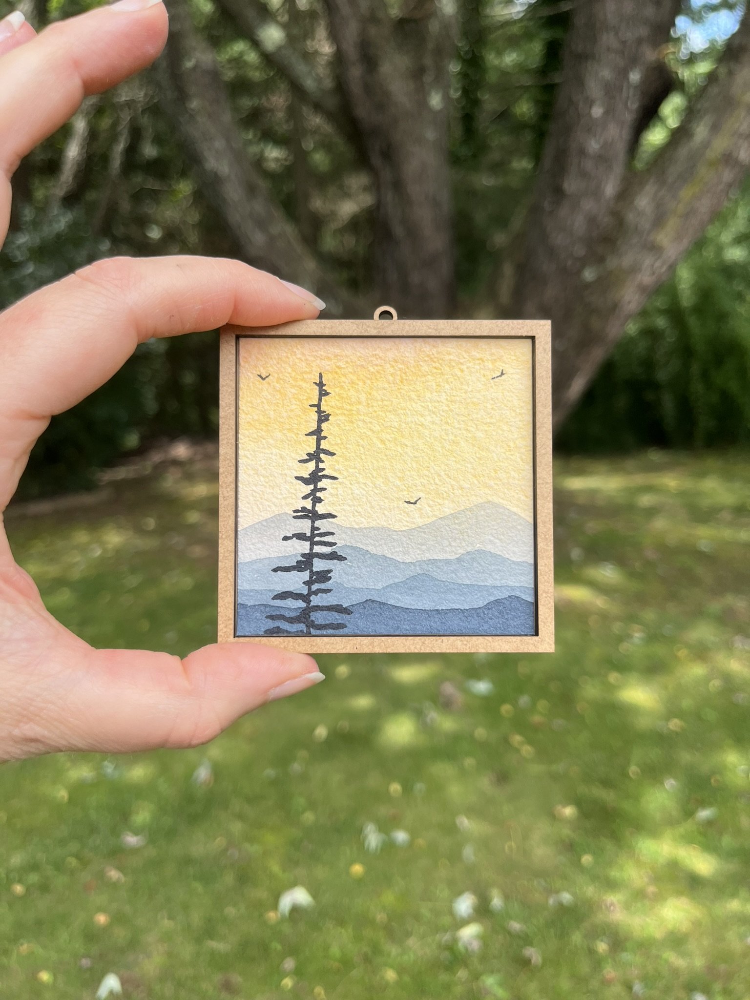 Mini Mountain Watercolor Painting - Blue Ridge Landscape