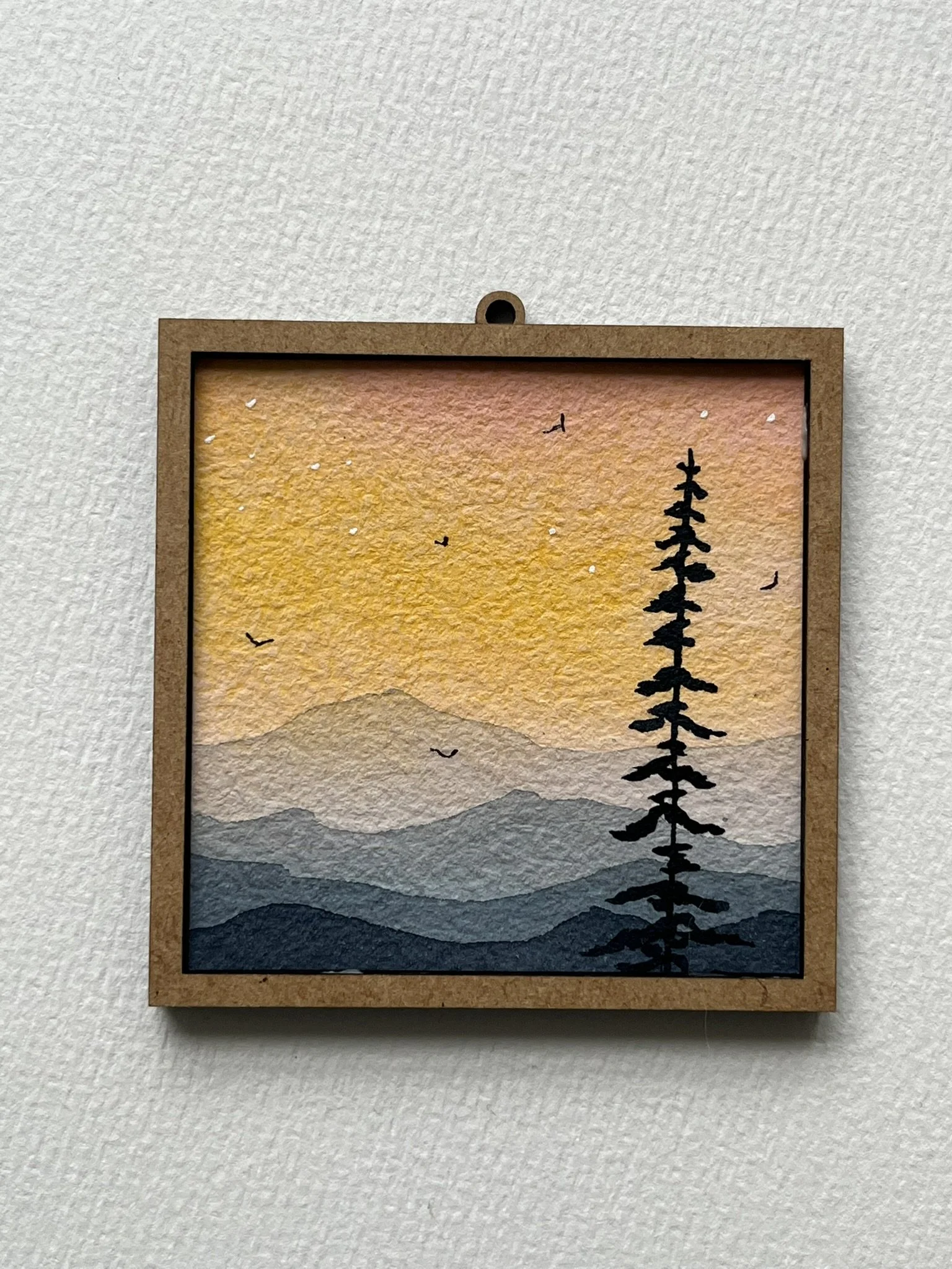 Mini Mountain Watercolor Painting - Blue Ridge Landscape