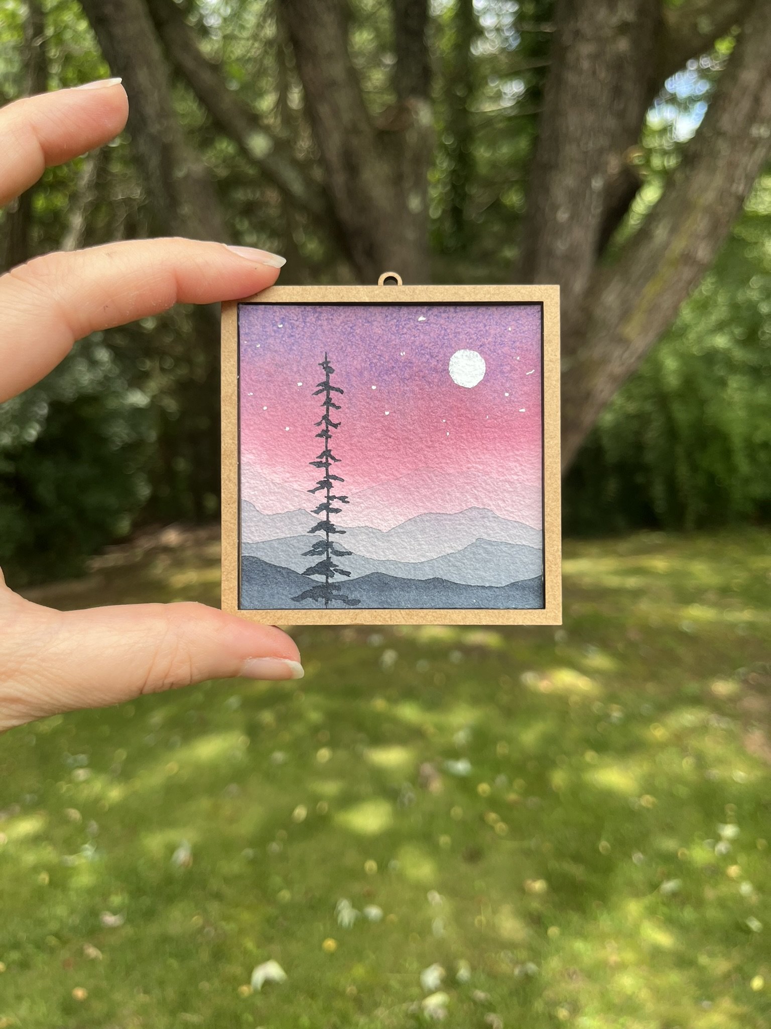 Mini Mountain Watercolor Painting - Blue Ridge Landscape