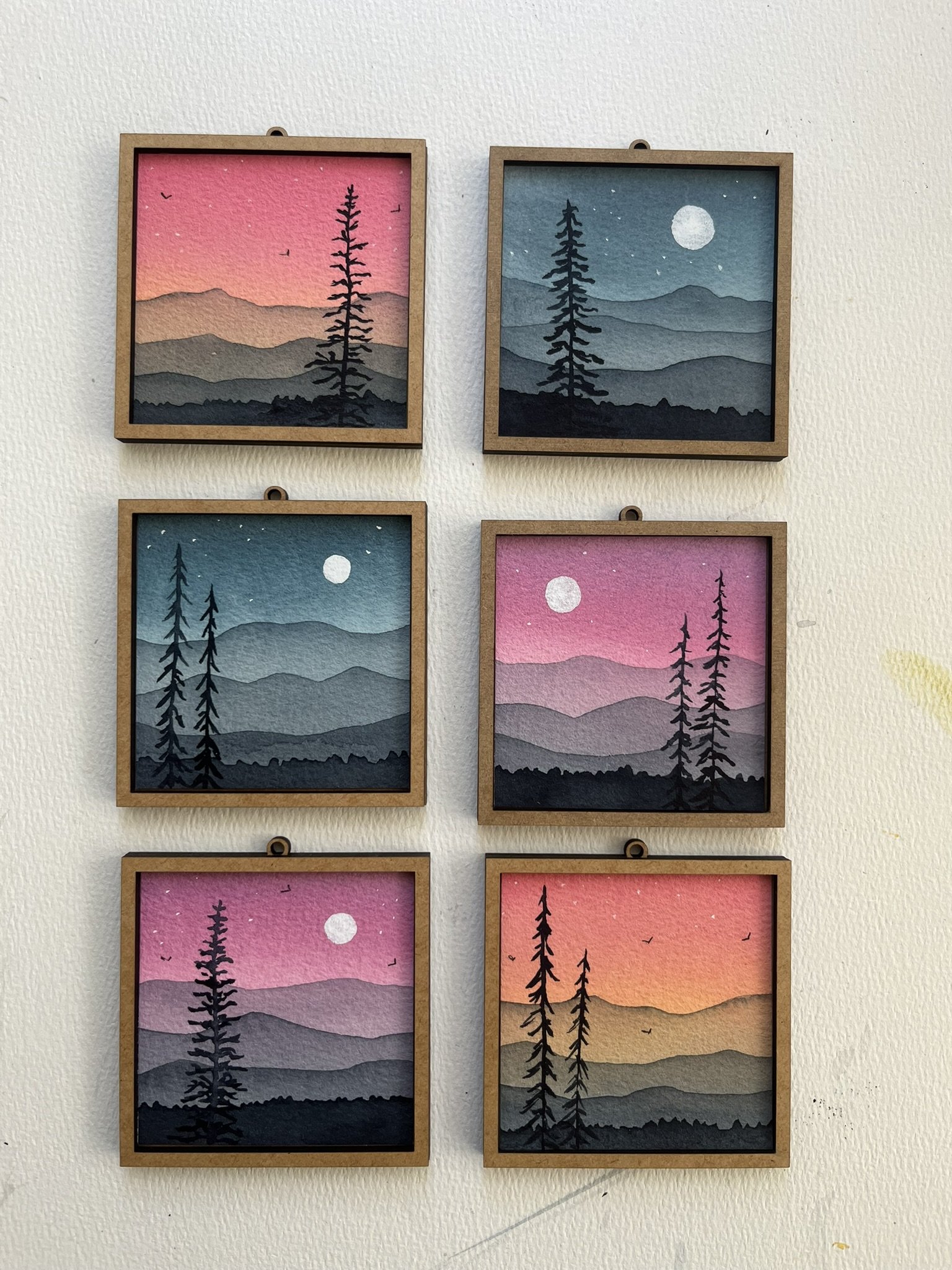Mini Mountain Watercolor Painting - Blue Ridge Landscape