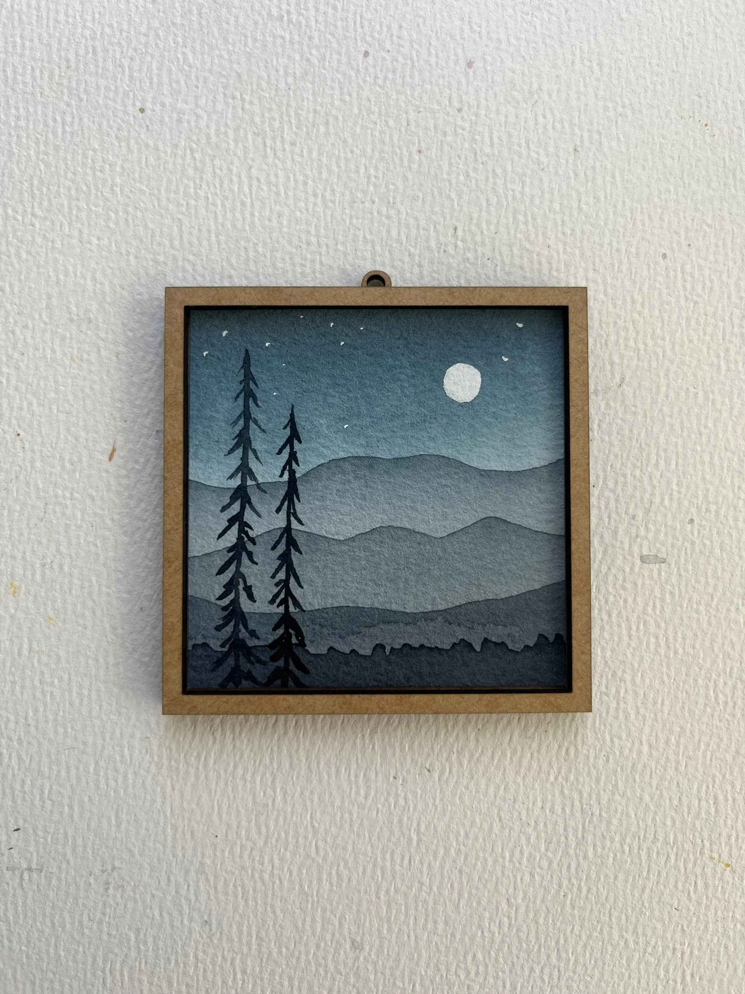 Mini Mountain Watercolor Painting - Blue Ridge Landscape