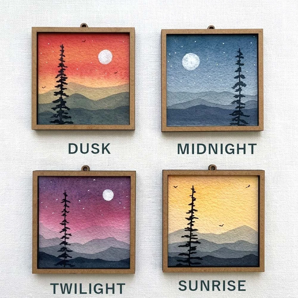 Mini Mountain Watercolor Painting - Blue Ridge Landscape