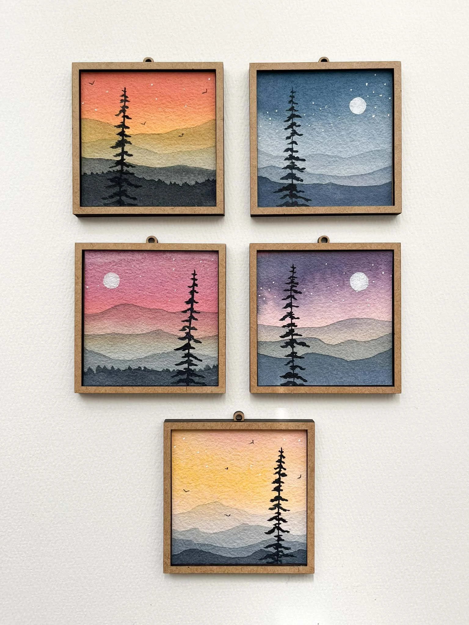 Mini Mountain Watercolor Painting - Blue Ridge Landscape
