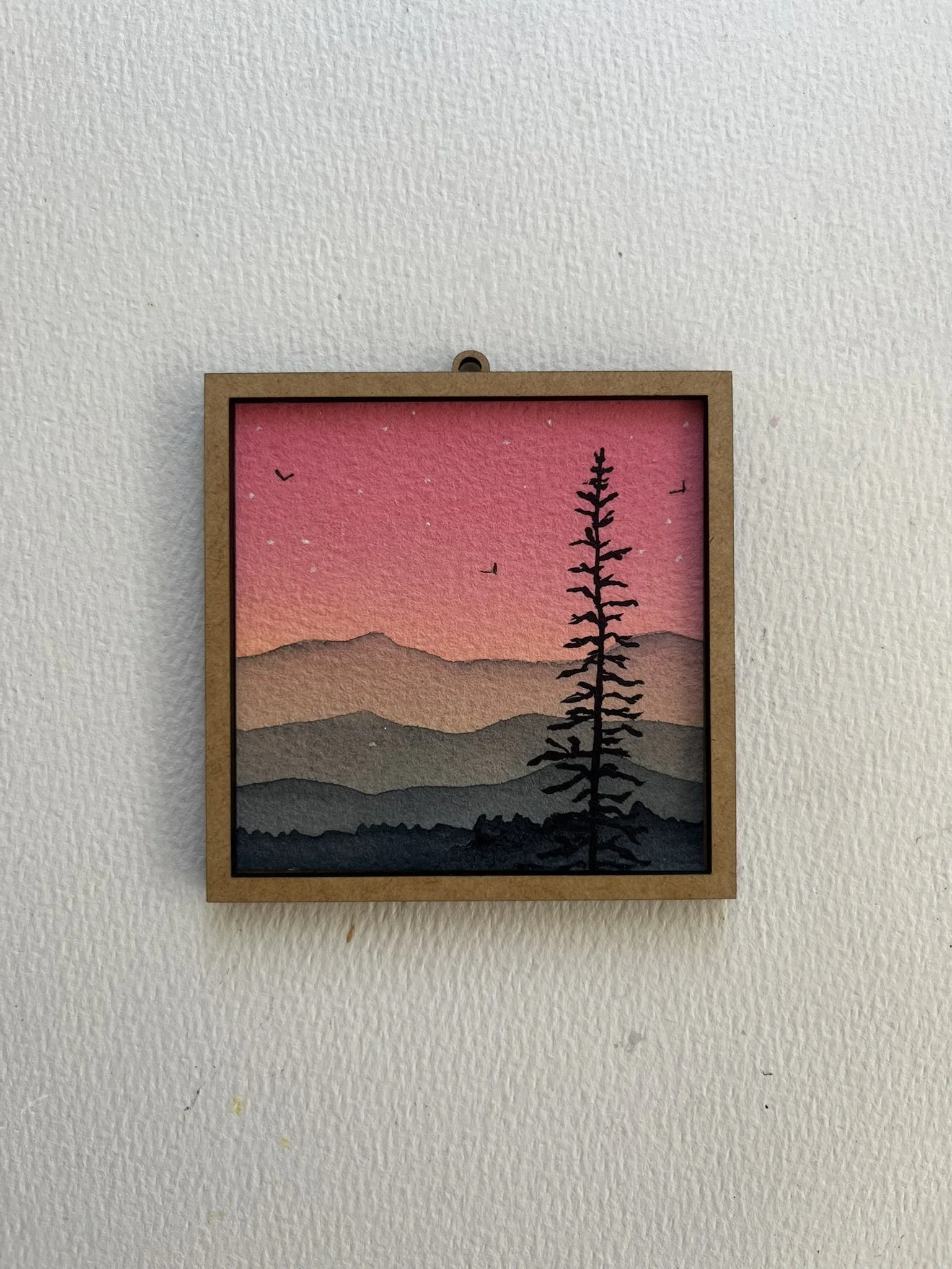 Mini Mountain Watercolor Painting - Blue Ridge Landscape