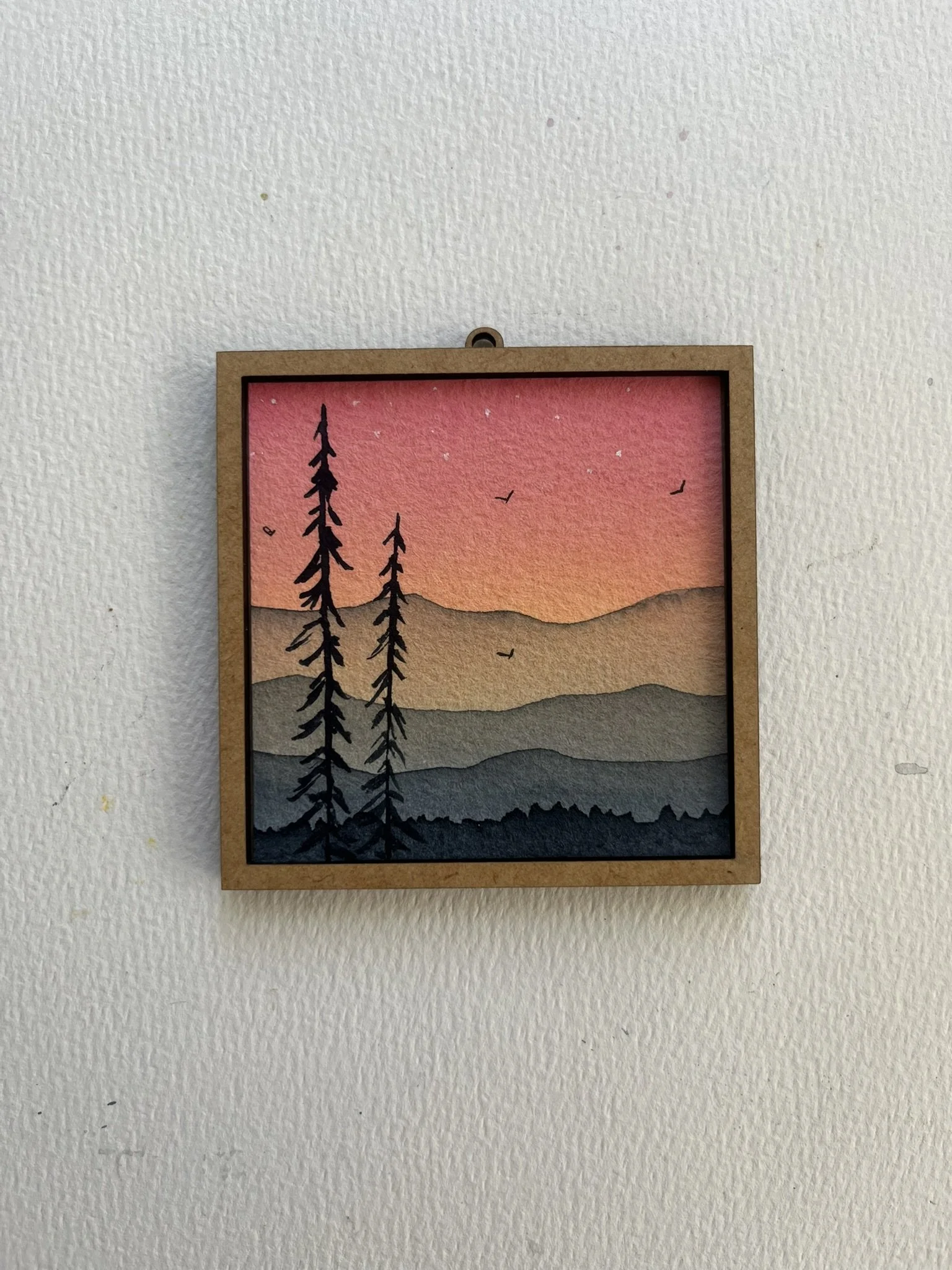 Mini Mountain Watercolor Painting - Blue Ridge Landscape