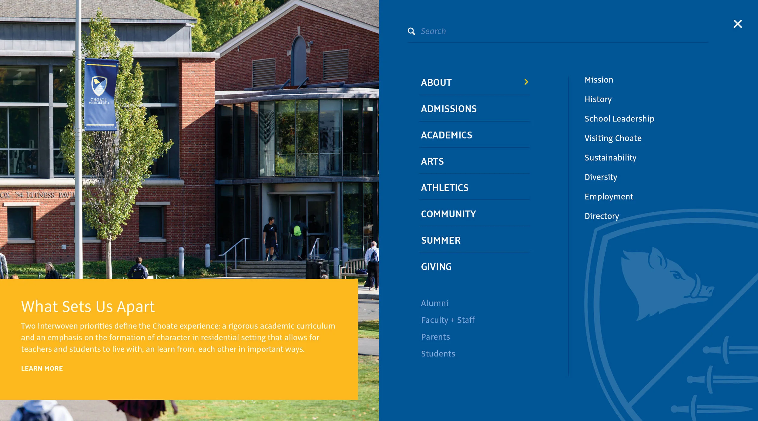 Off-canvas menu design.