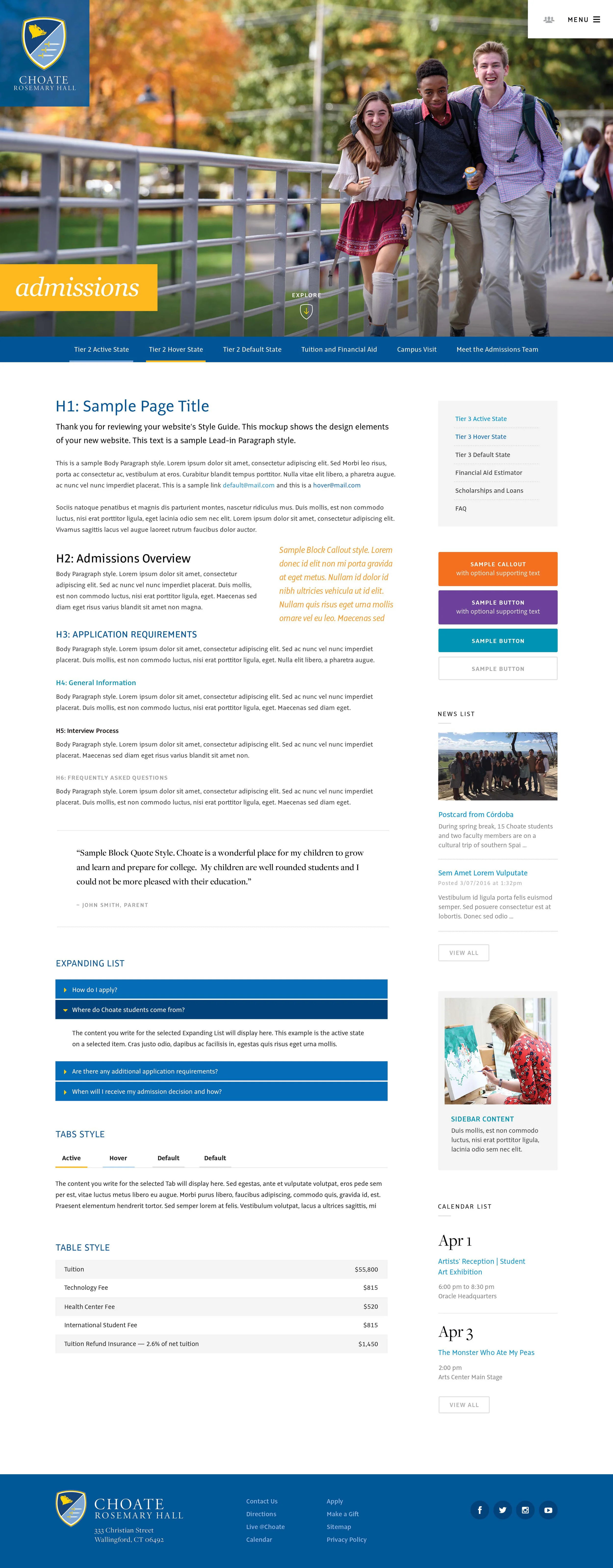 Website style guide.