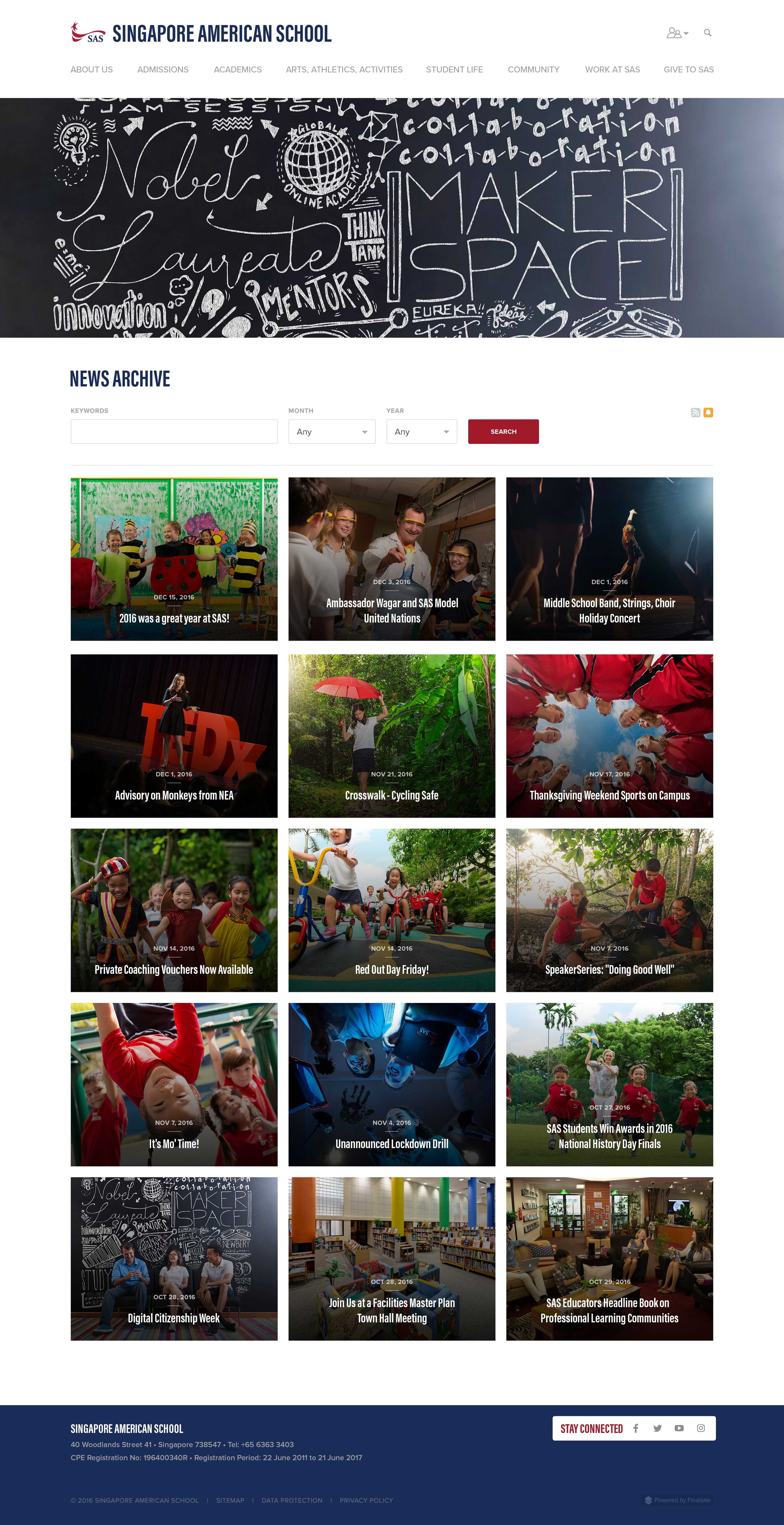 News archive search page.