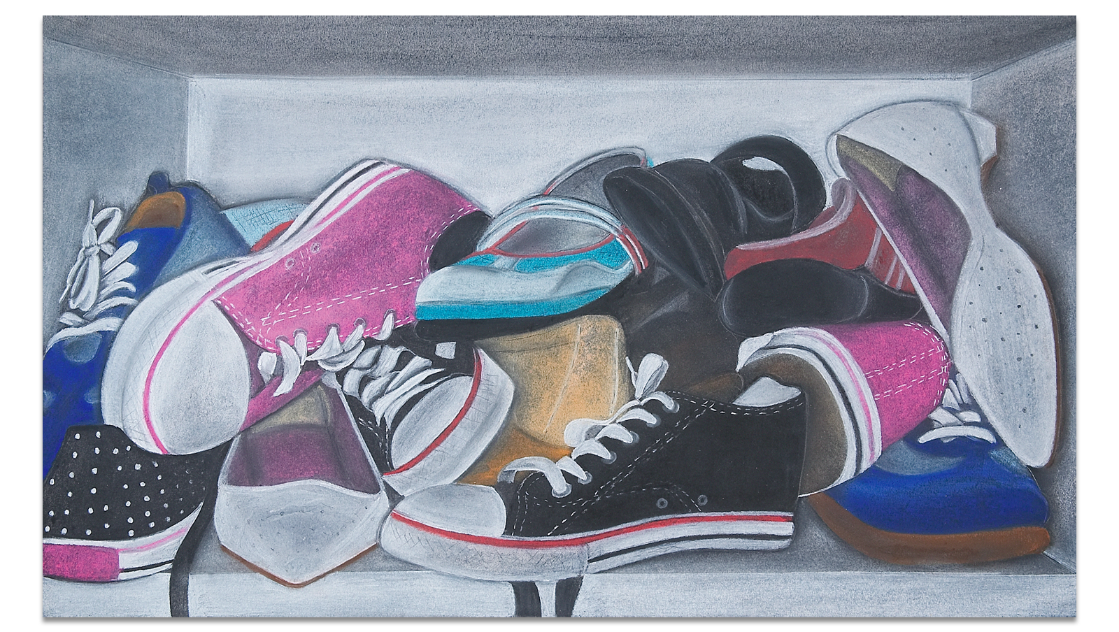 Hand-drawn with chalk and charcoal on paper