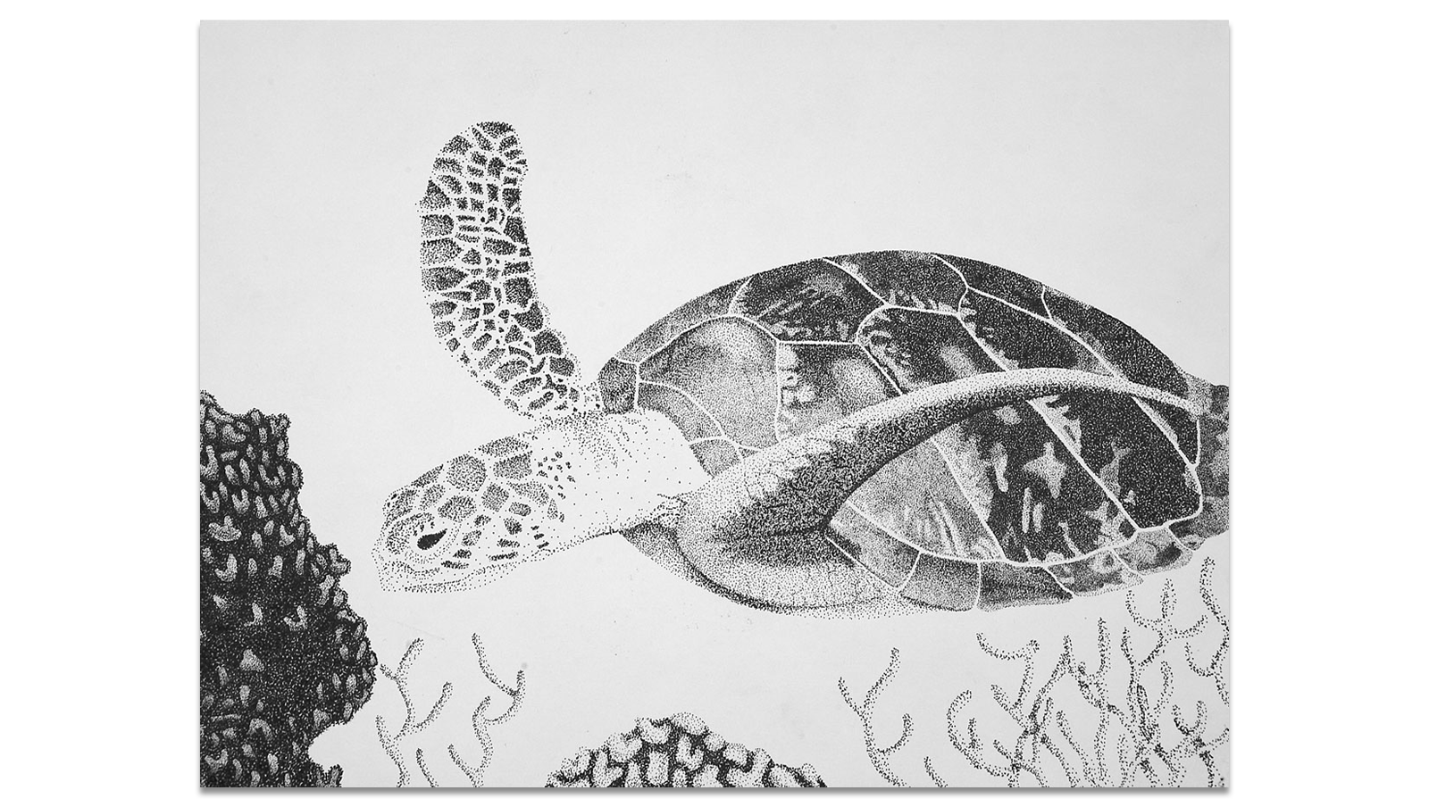 Hand-drawn pointillism with micro pigment ink pen