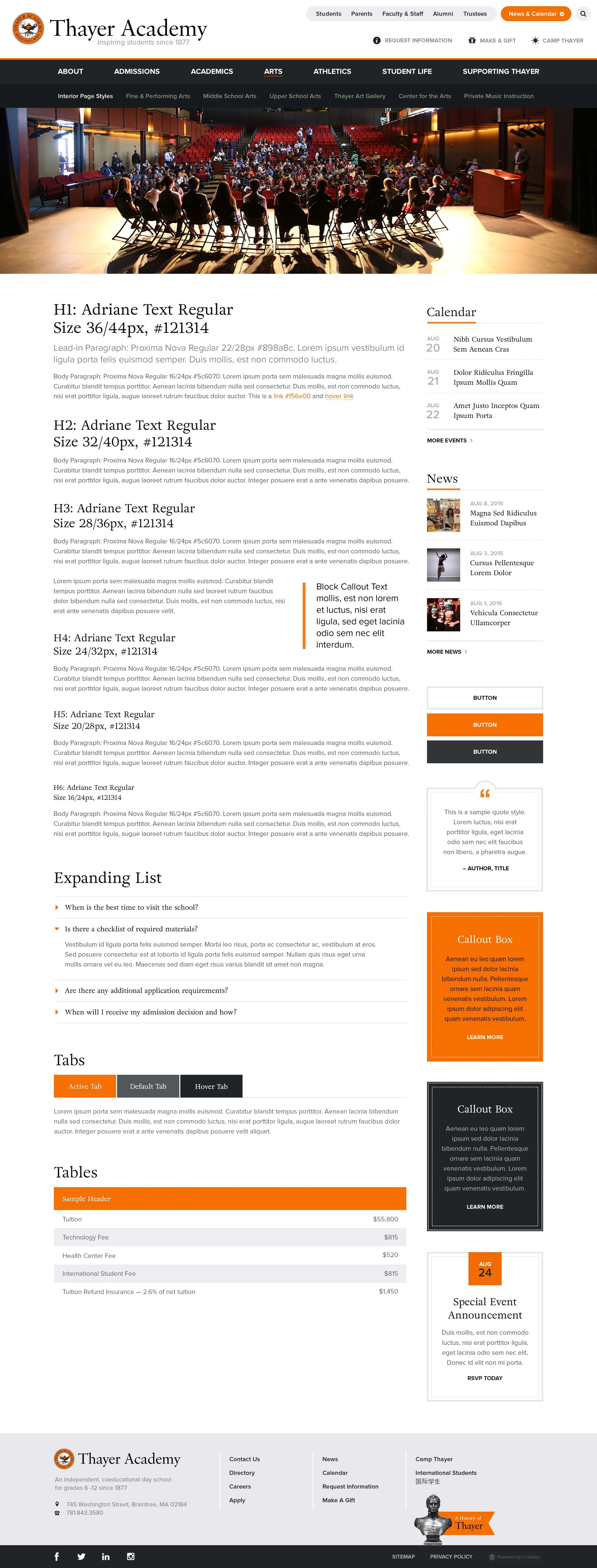 Website style guide.