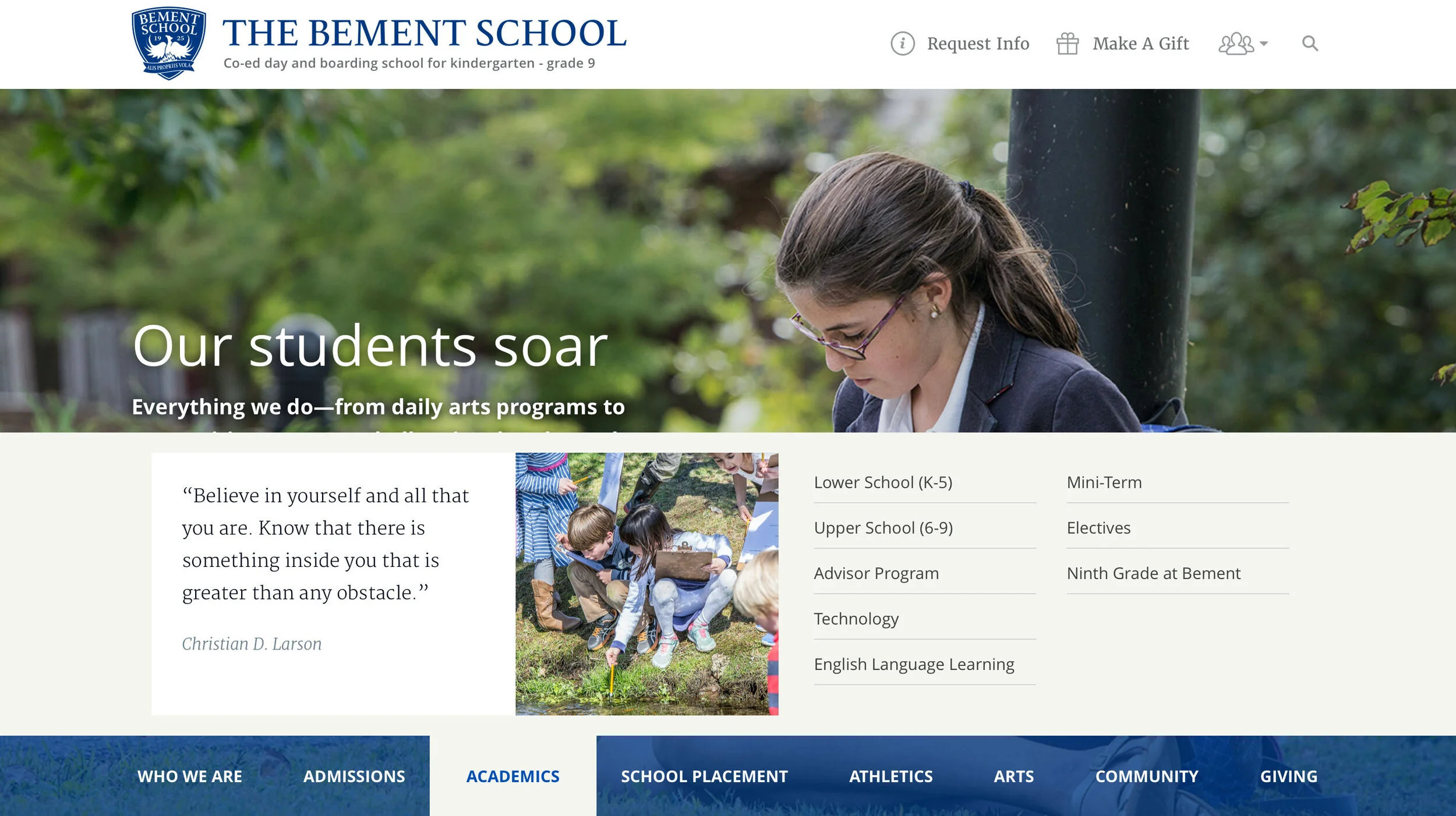 Site navigation and menu.