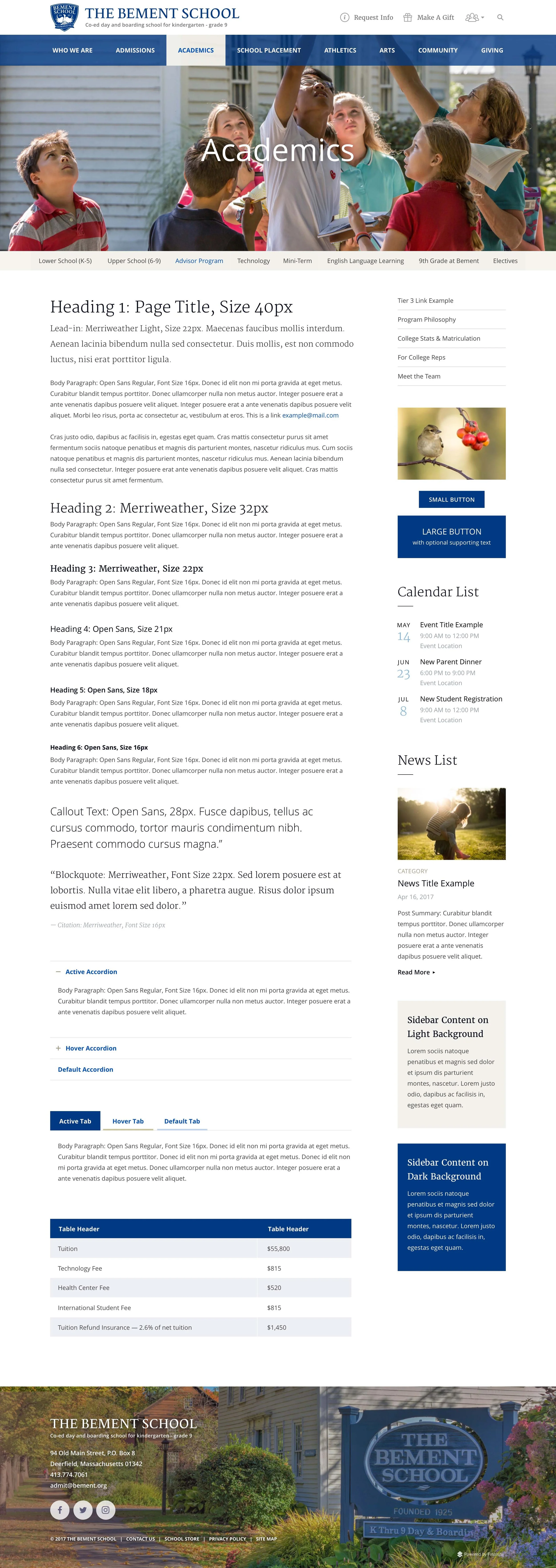 Website style guide.