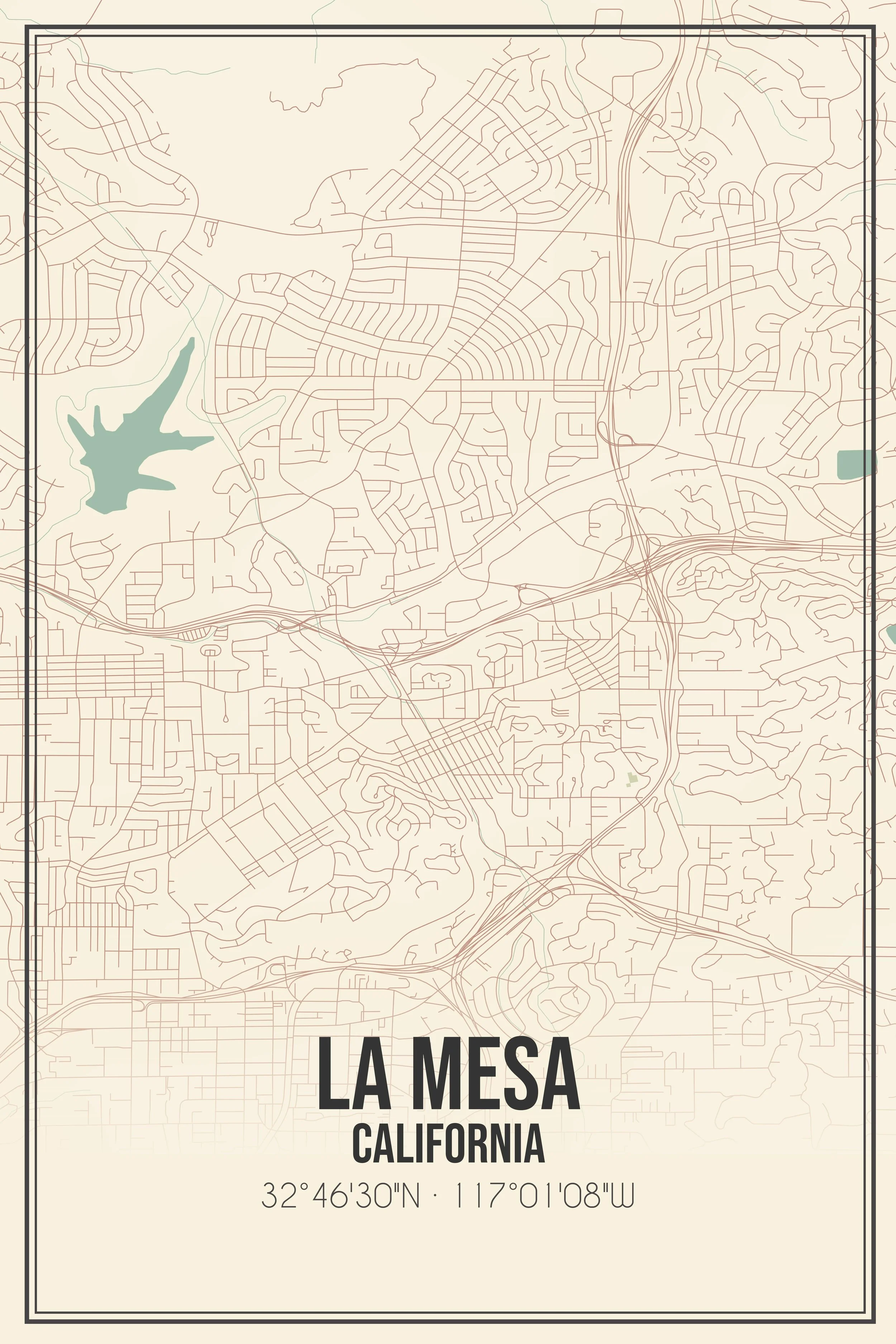 Map of La Mesa, California with street layout and geographical features | La Mesa Days City Guide