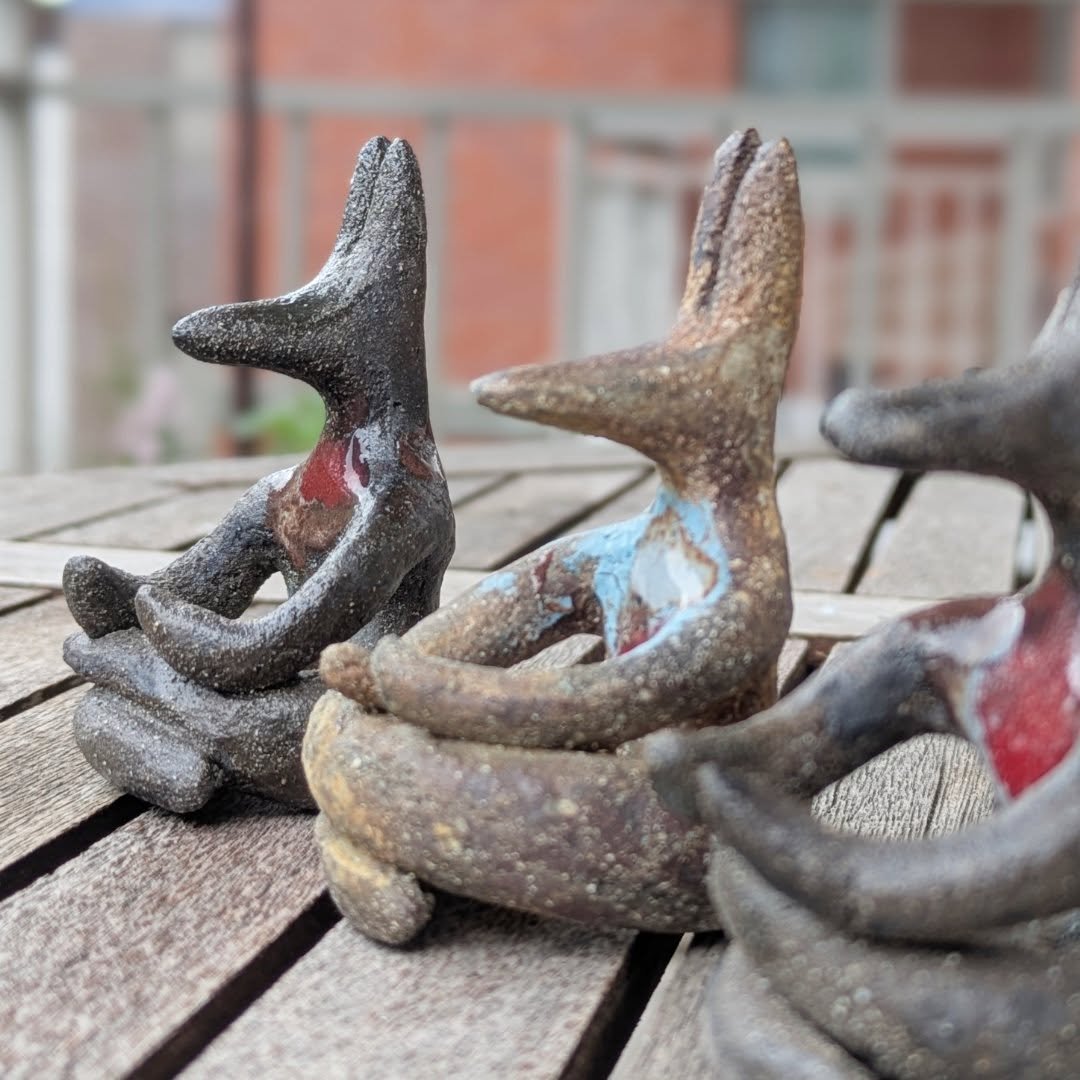 Yoga jackals! these and more will be available online soon
#ceramicart #ceramicfigurine #yoga